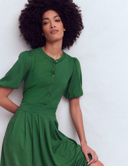 Amber Jersey-Midikleid mit Falten-Jagdgrün-4