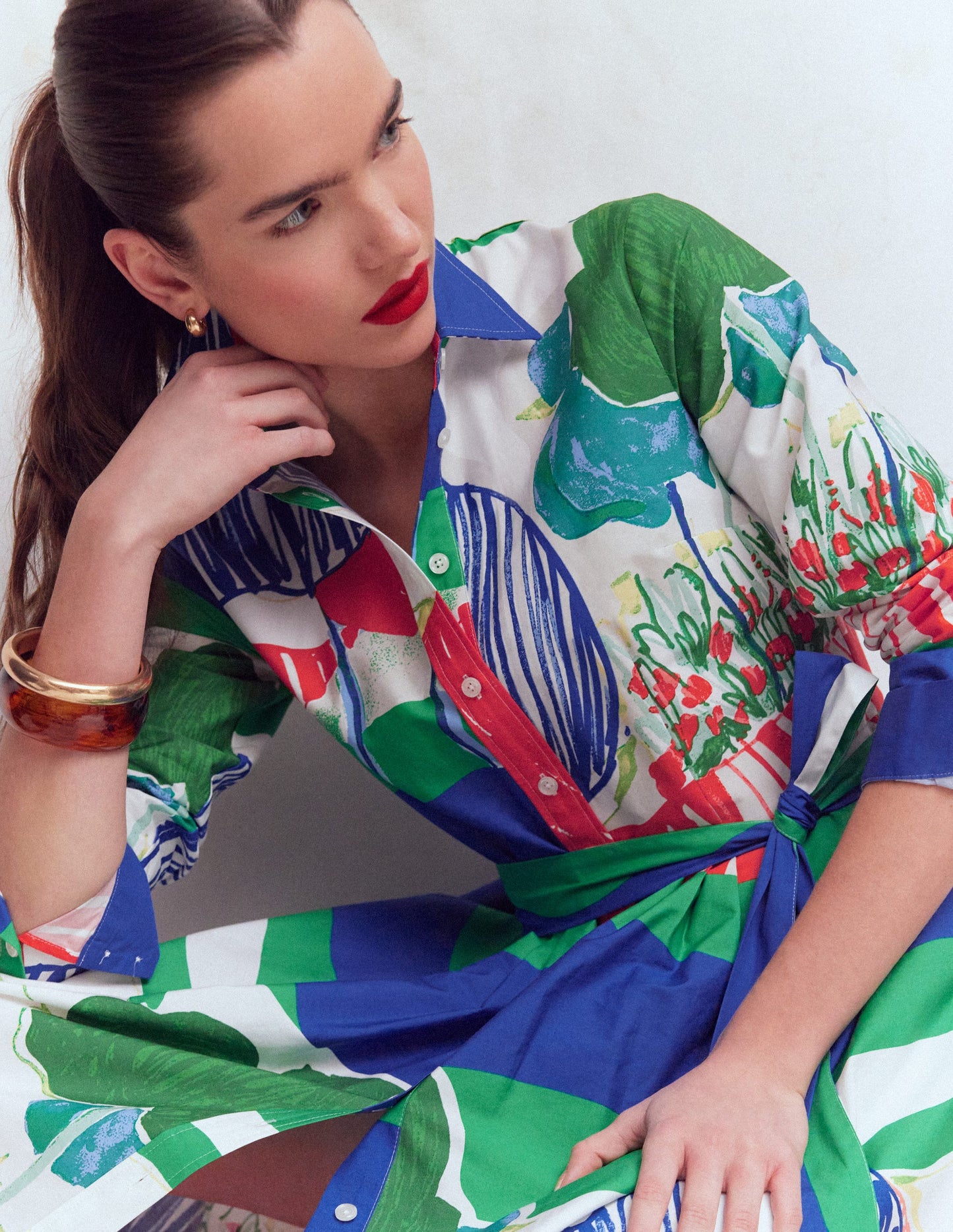 Alexa langärmliges Midikleid-Bunt, Abstraktes Tal