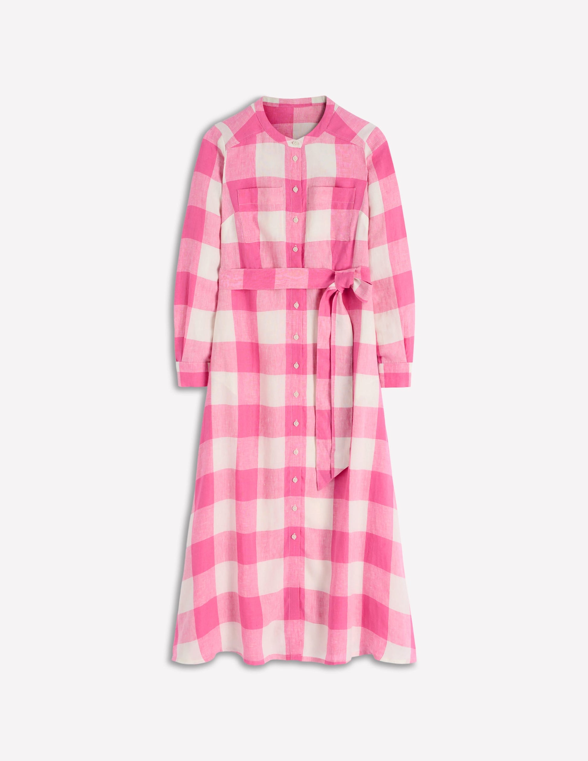 Robe-chemise Mollie en lin-Vichy punch rose-6
