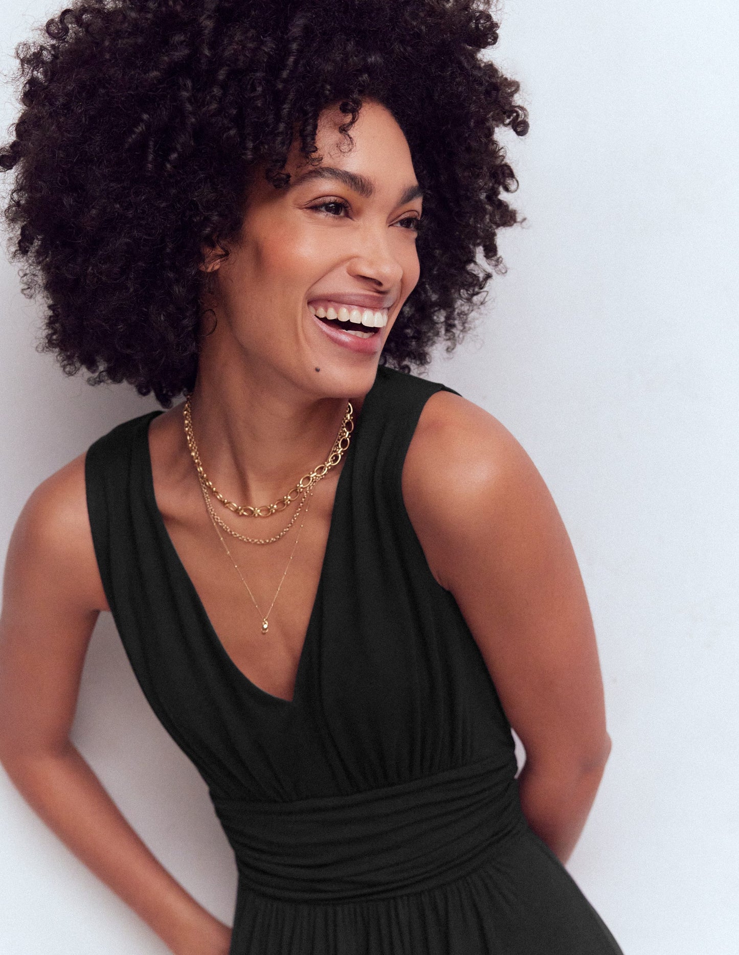 Robe longue Elodie en jersey-Noir