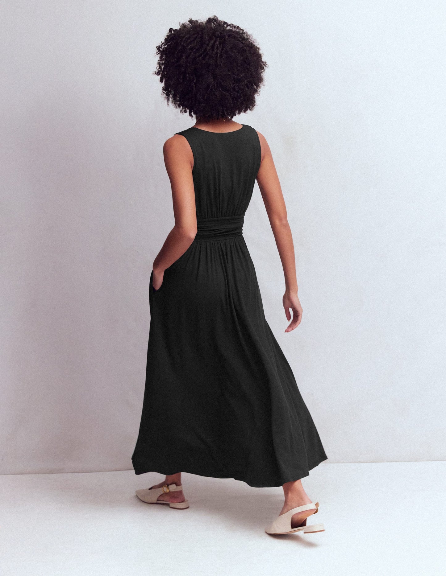 Robe longue Elodie en jersey-Noir