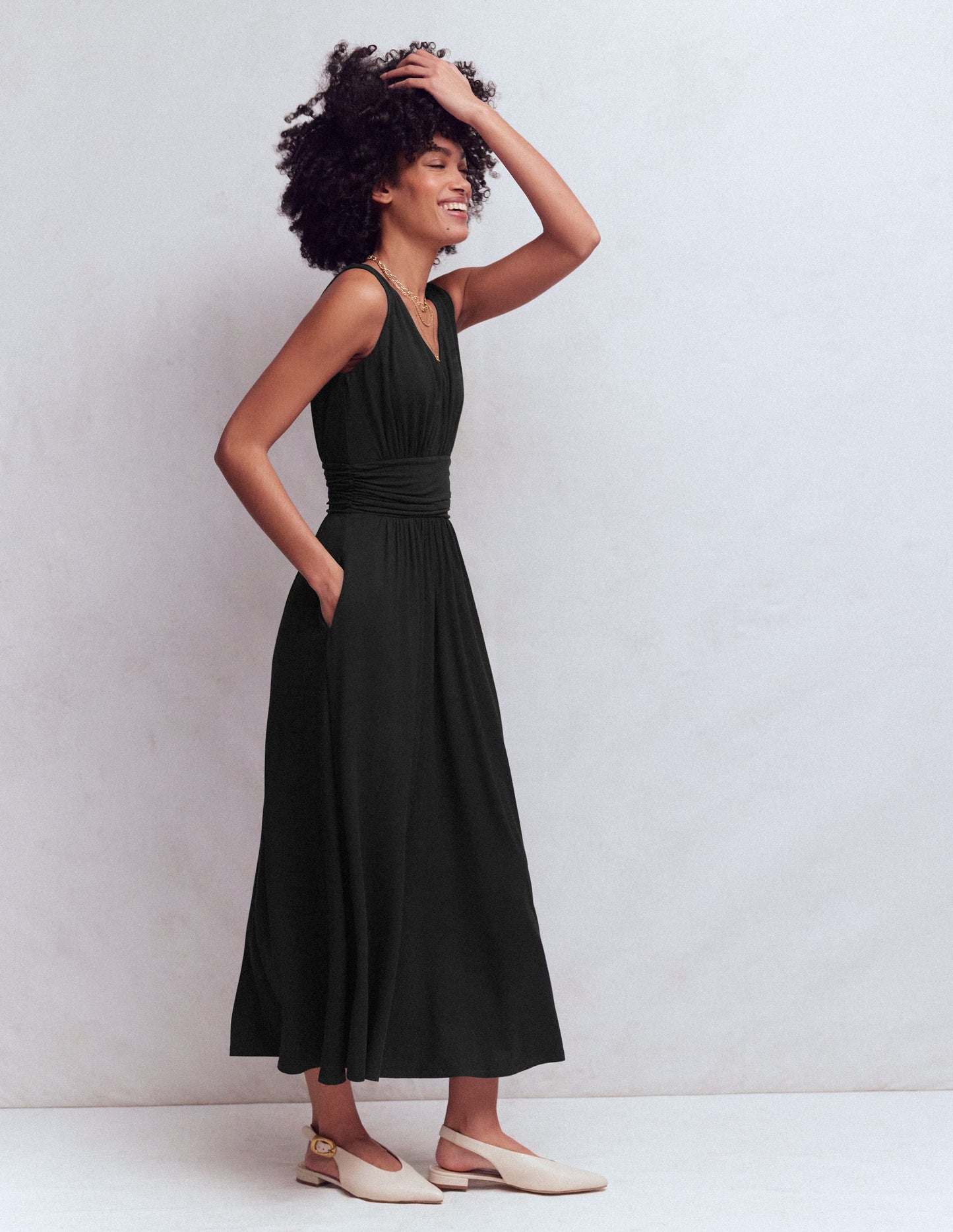 Robe longue Elodie en jersey-Noir