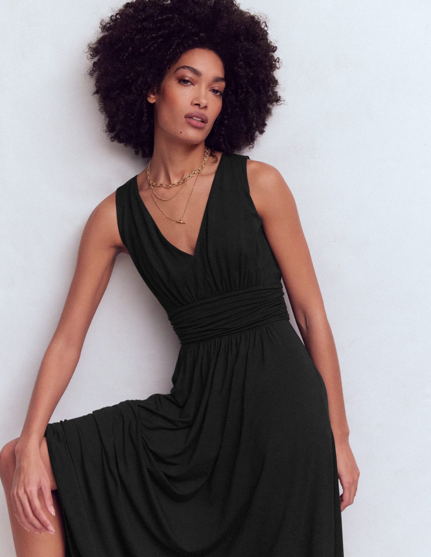 Robe longue Elodie en jersey-Noir