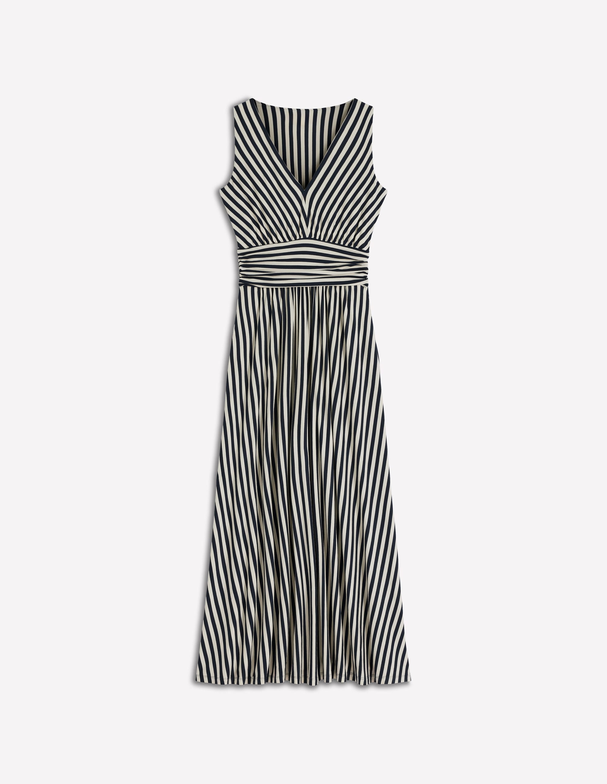 Elodie Jersey-Maxikleid-Marineblau und Naturweiß Gestreift - Image 5