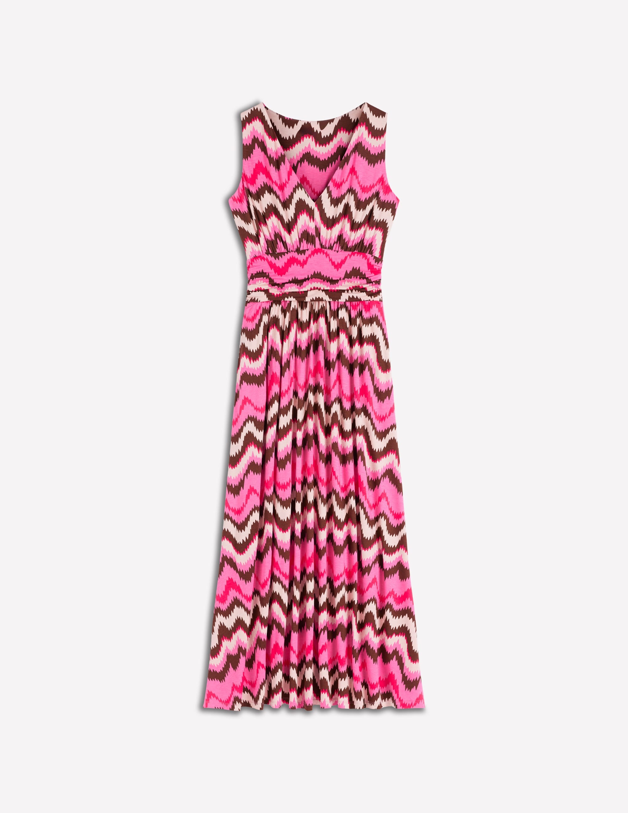 Elodie Jersey-Maxikleid-Kräftiges Rosa, Zickzack-Welle - Image 7
