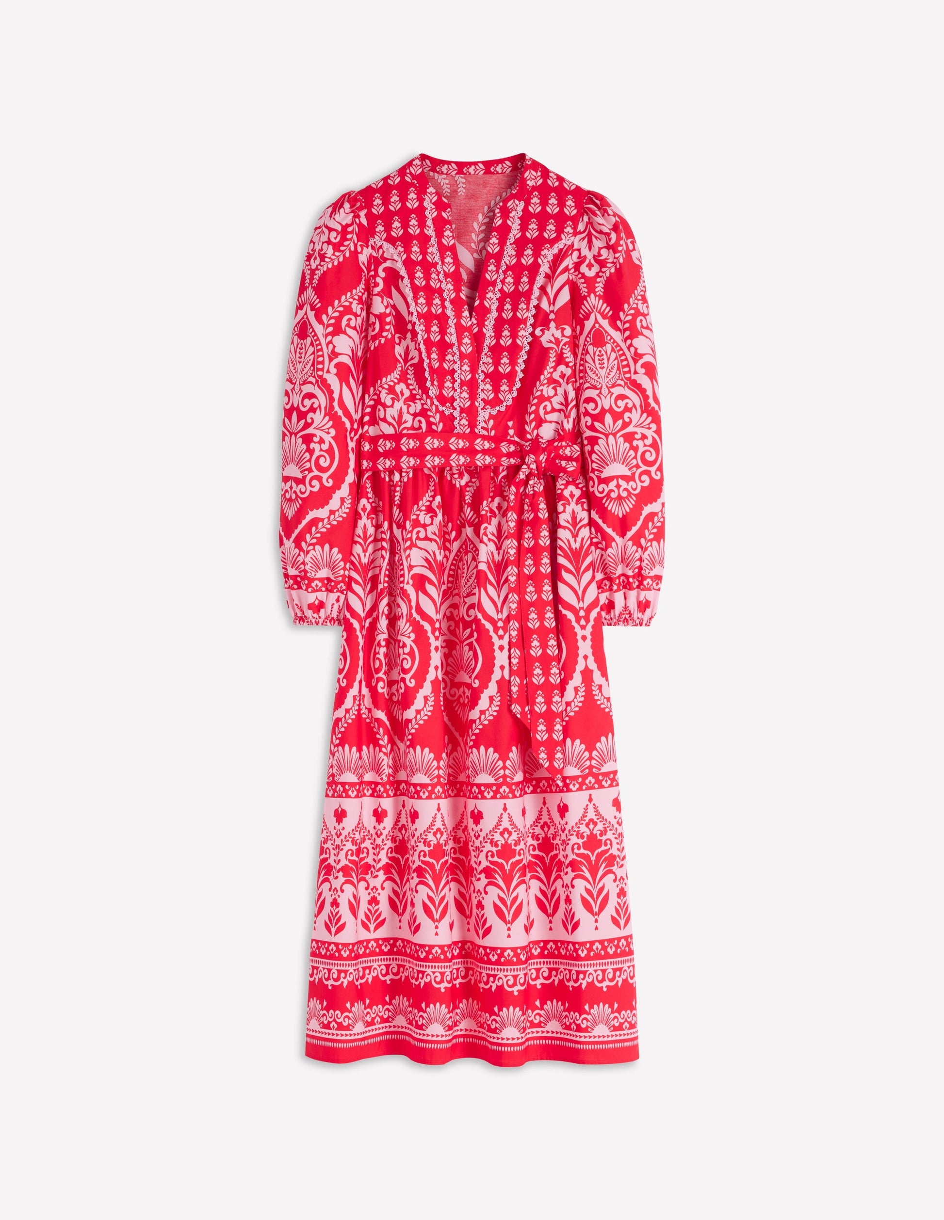 Cary Cotton Midi Dress-Red Ornamental Garden Mono-6