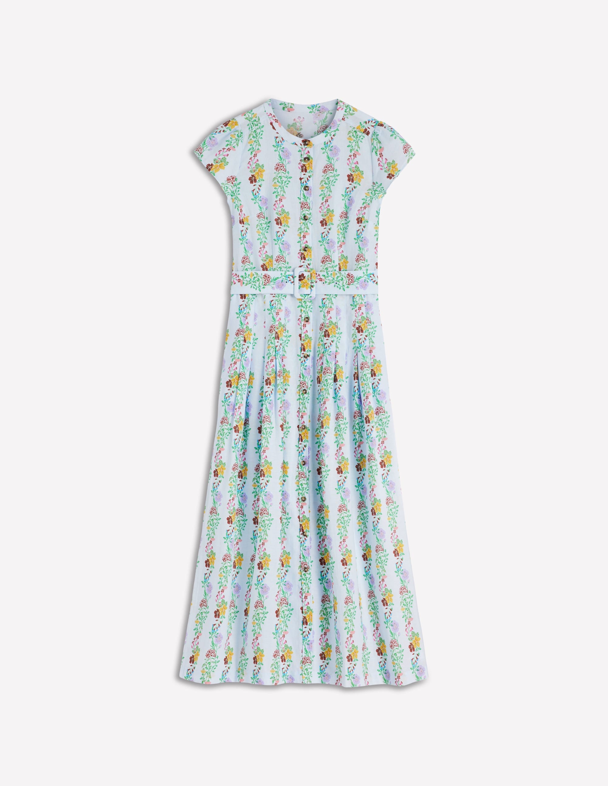 Arabella Linen Blend Dress-Ice Cube Blue, Blossom Trail - Image 6