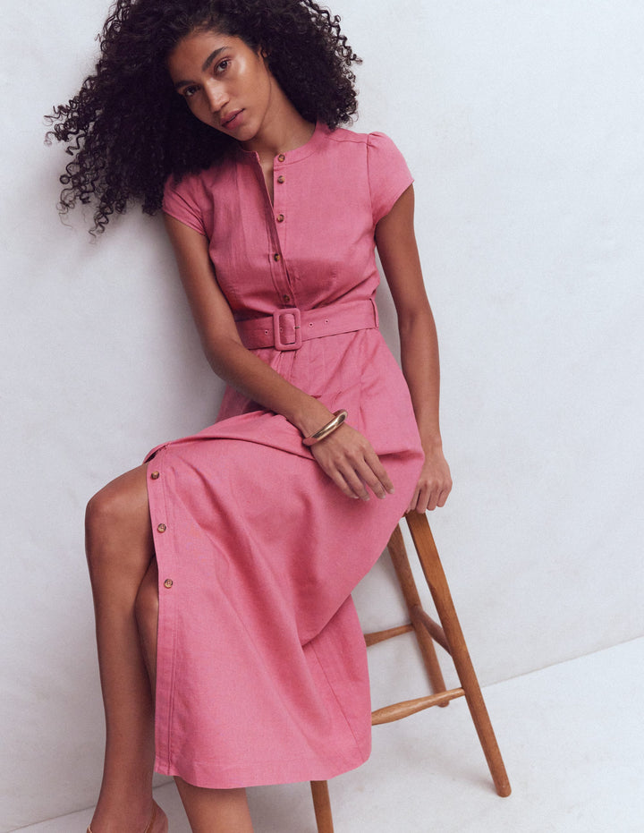 Robe Arabella en lin mélangé-Bruyère rose