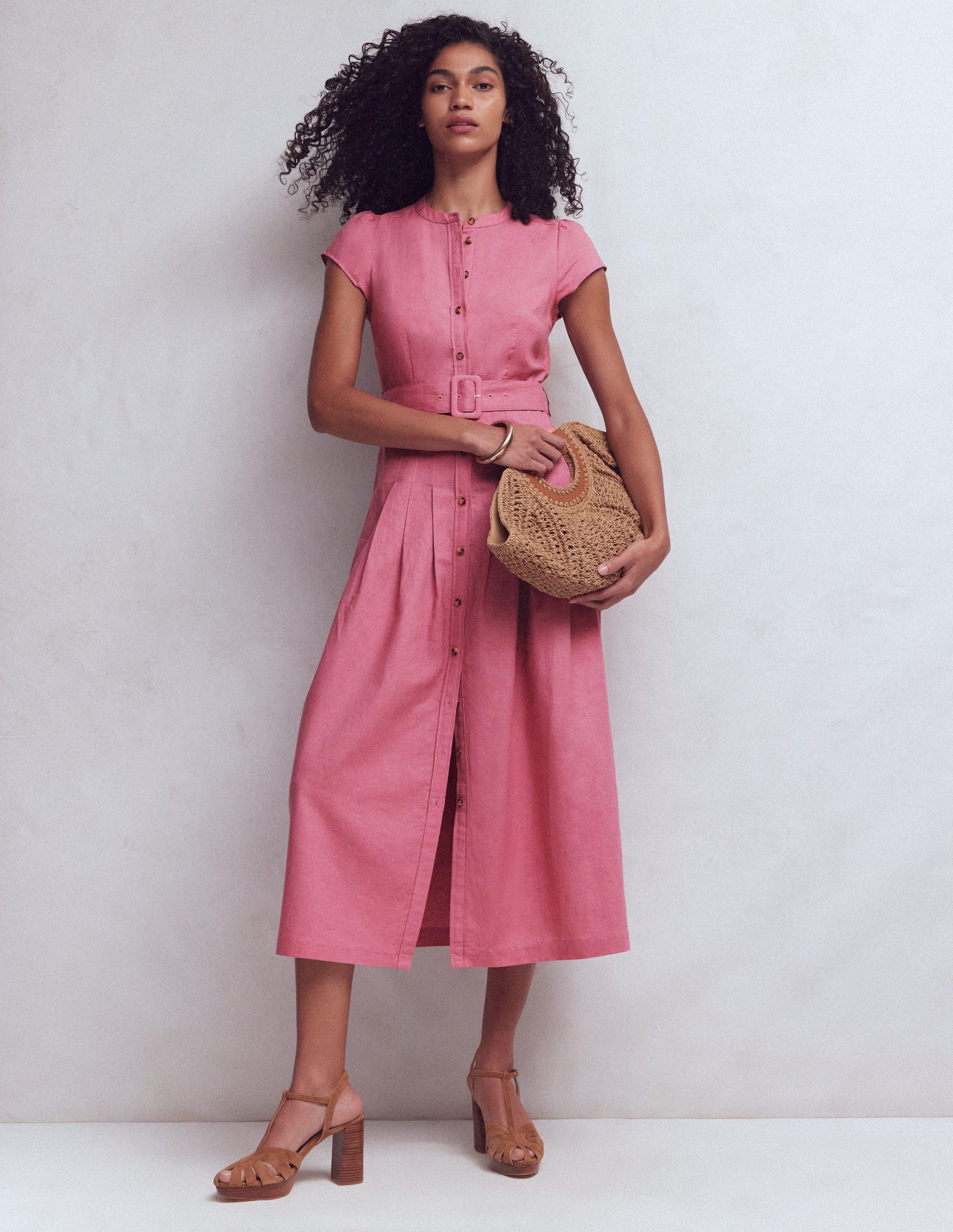 Arabella Kleid aus Leinenmischgewebe-Rosa Heide-4