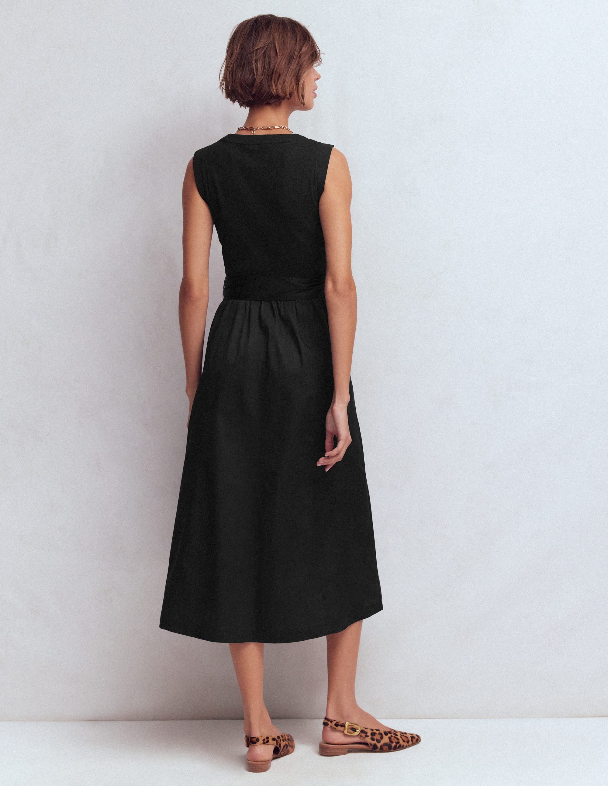 Robe zippée sur le devant en mélange de techniques-Noir - Image 3