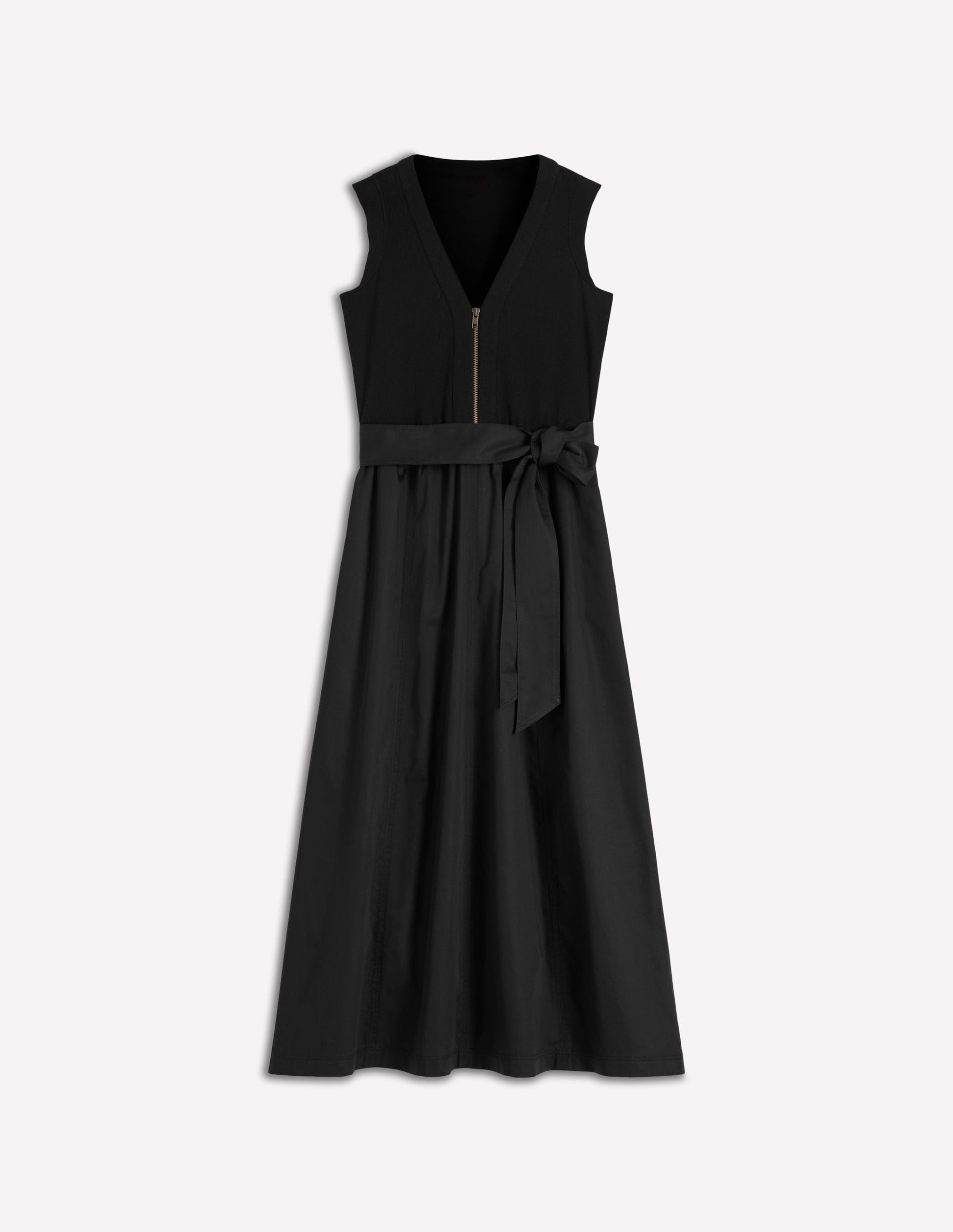 Robe zippée sur le devant en mélange de techniques-Noir-6