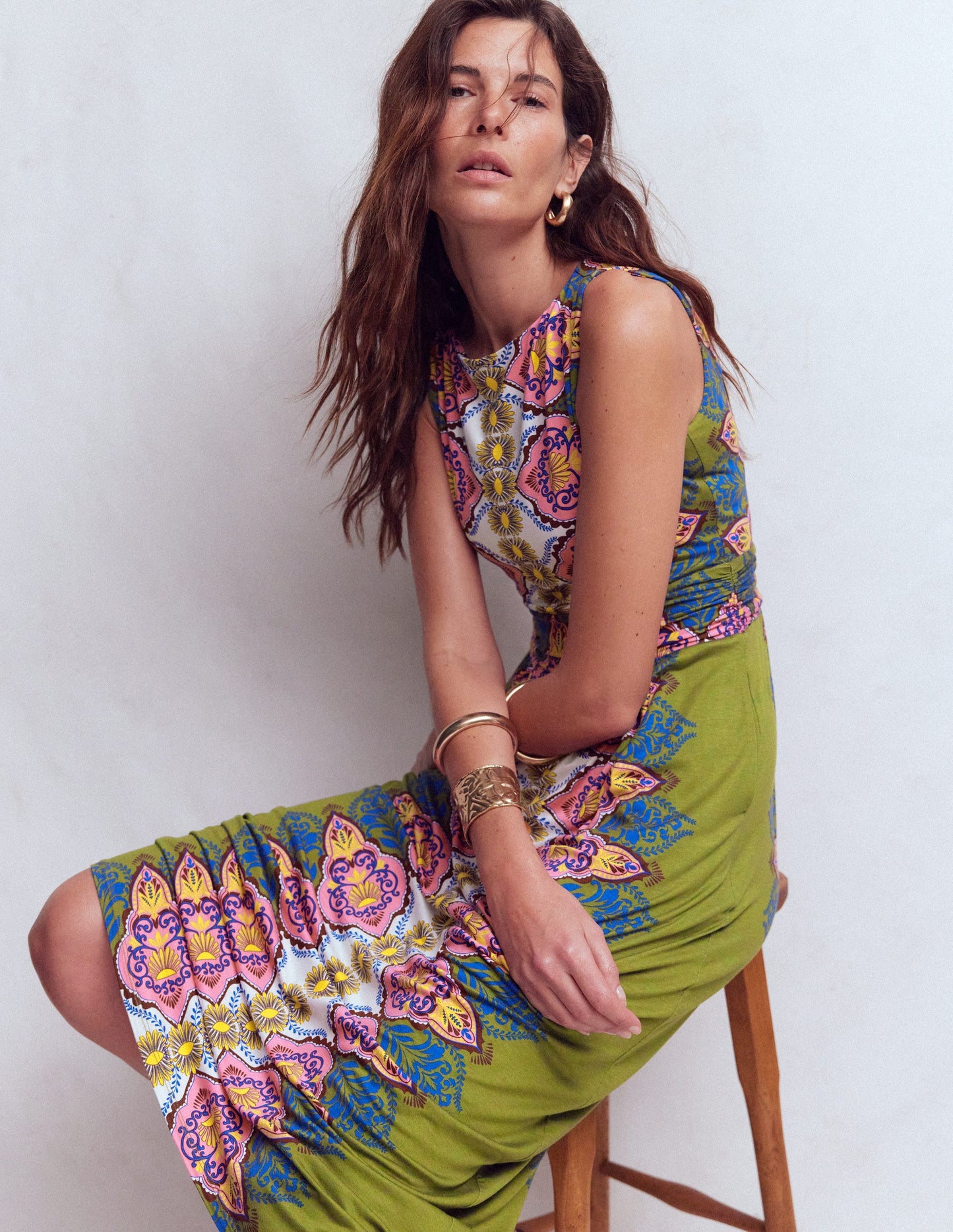 Antonia Jersey Maxi Dress-Multi, Ornamental Garden