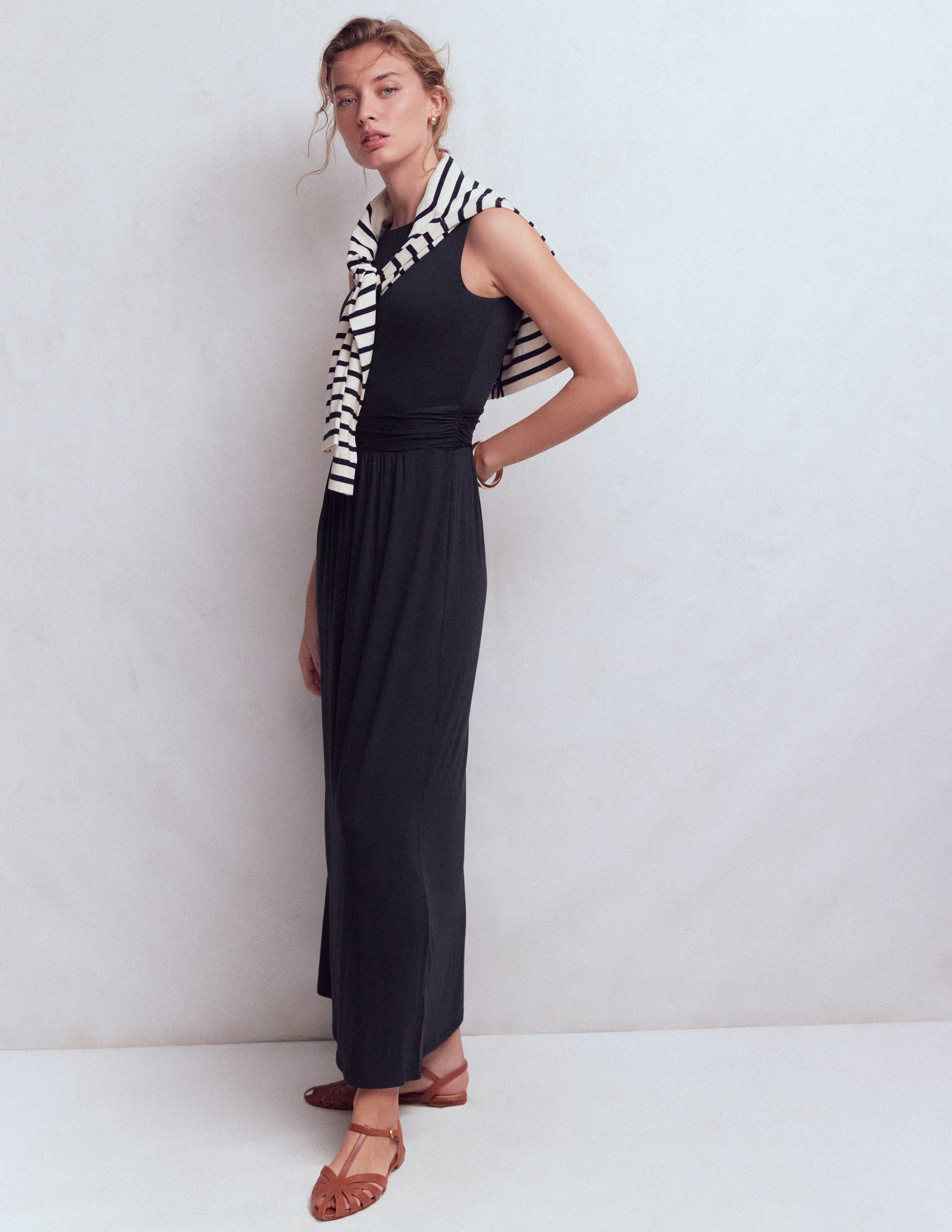 Robe longue Antonia en jersey-Bleu marine - Image 1