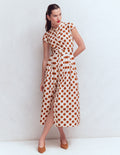 Robe longue Arabella en coton-Gingembre, pois peints