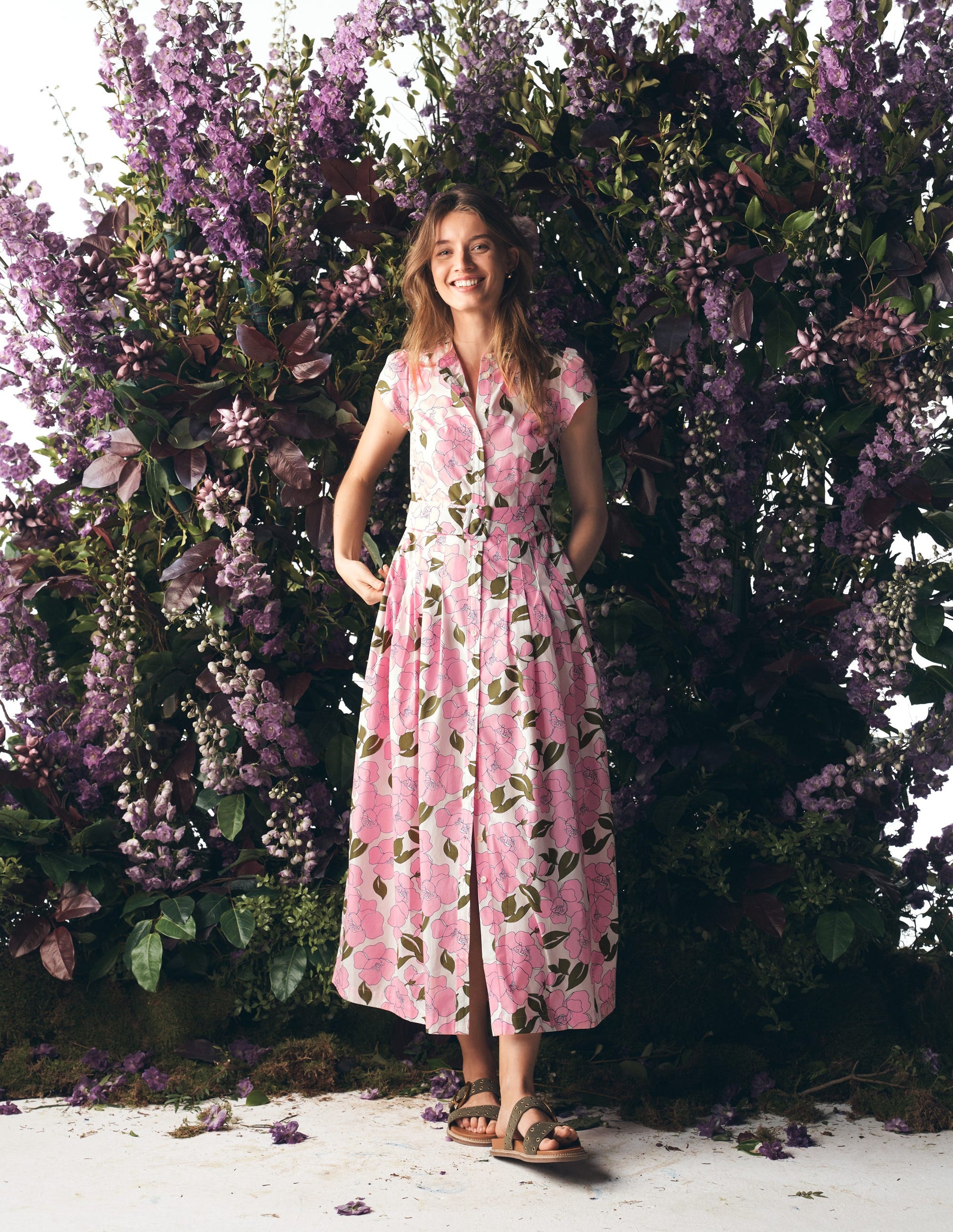 Arabella Maxikleid aus Baumwolle-Rosa Strahlende Blüte-1