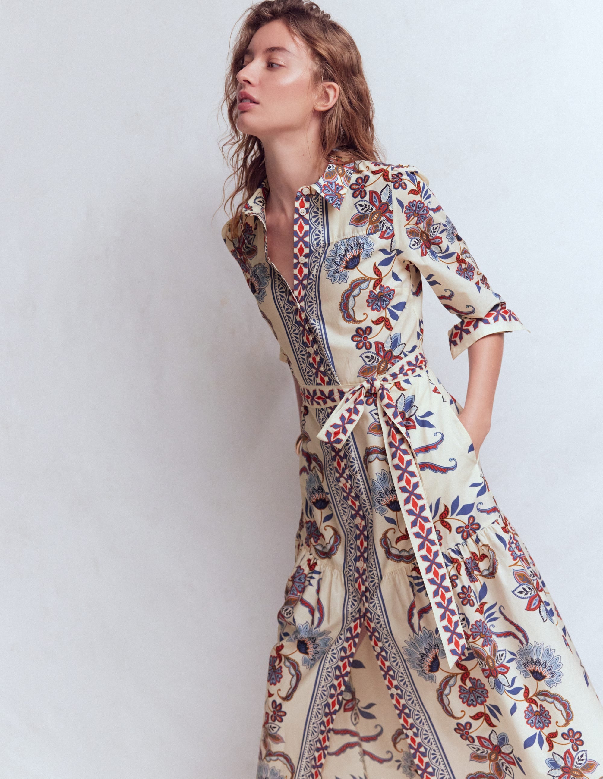 Ellie Maxi-Hemdblusenkleid aus Baumwolle-Eleganter Blütendruck - Image 5