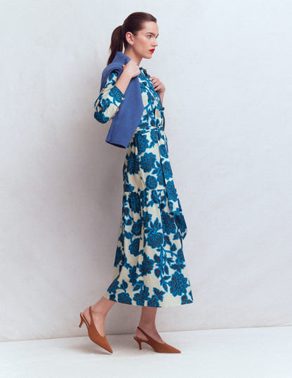 Robe-chemise longue Ellie en coton-Motif Floral Frenzy ivoire-2