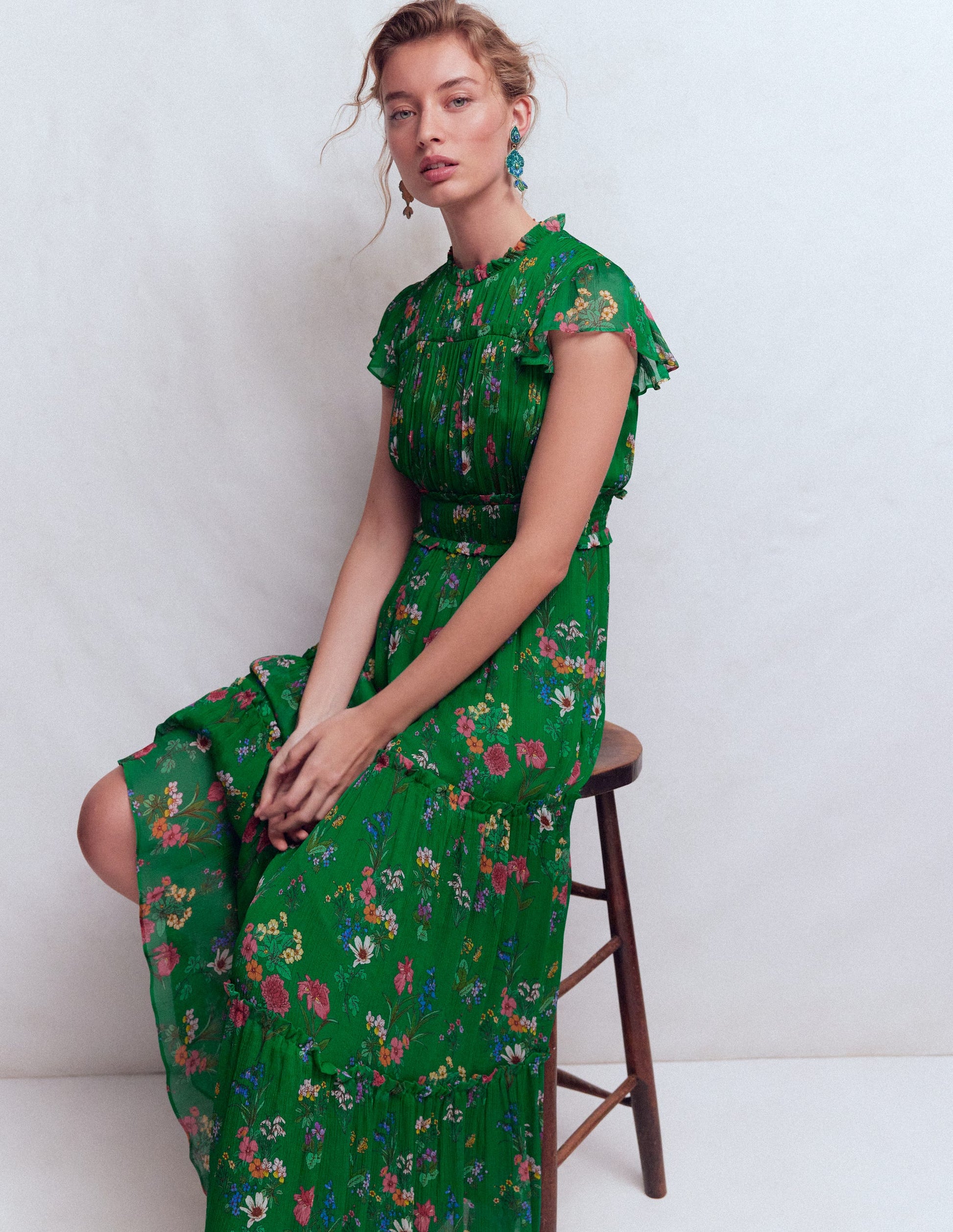 Ärmelloses Rüschenkleid-Bärengras, Zarte Blüte-5