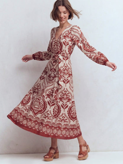 Florence Kleid aus Leinenmischgewebe-Gebranntes Hennarot, Ziergarten-1