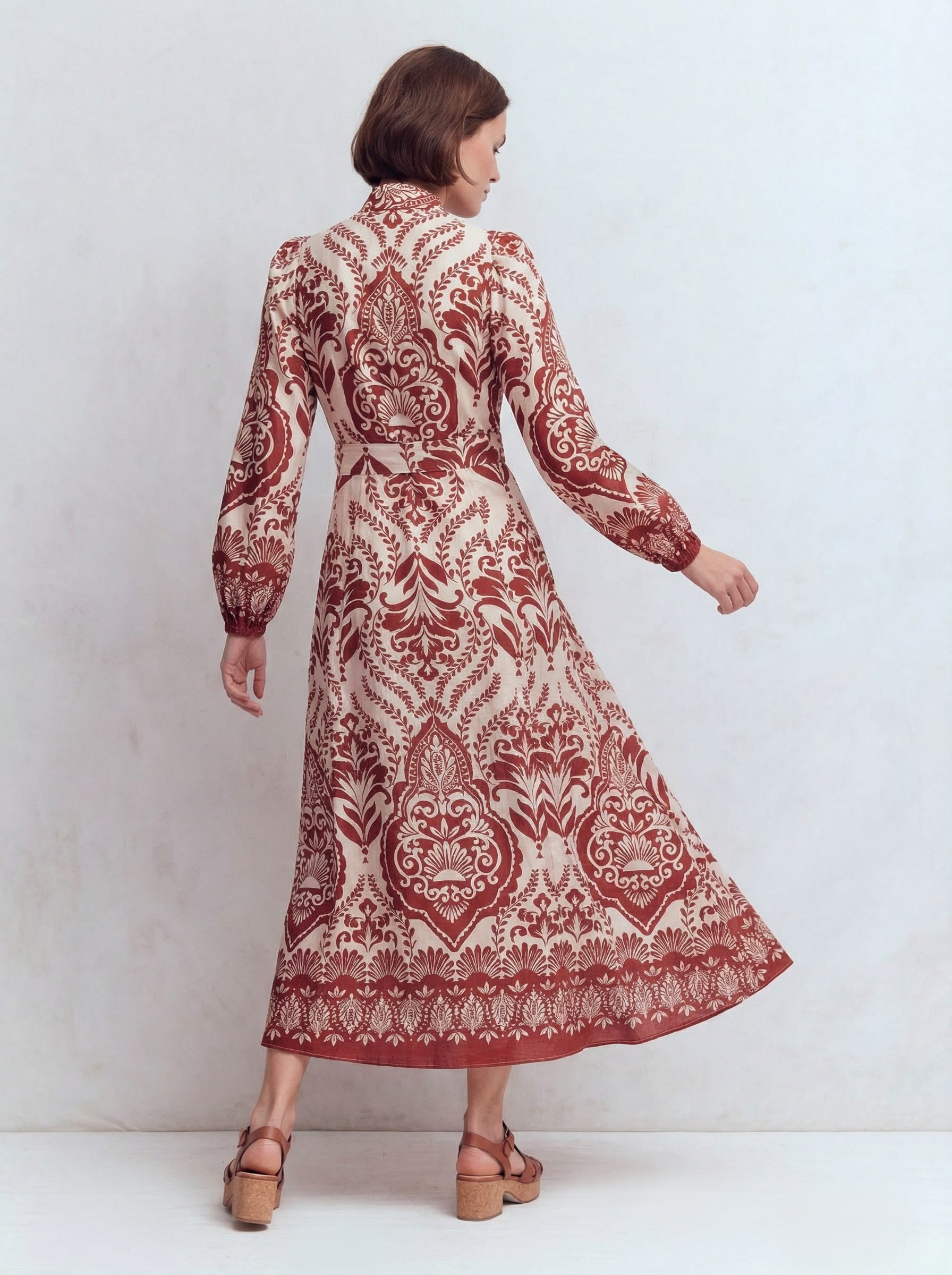 Florence Kleid aus Leinenmischgewebe-Gebranntes Hennarot, Ziergarten-2