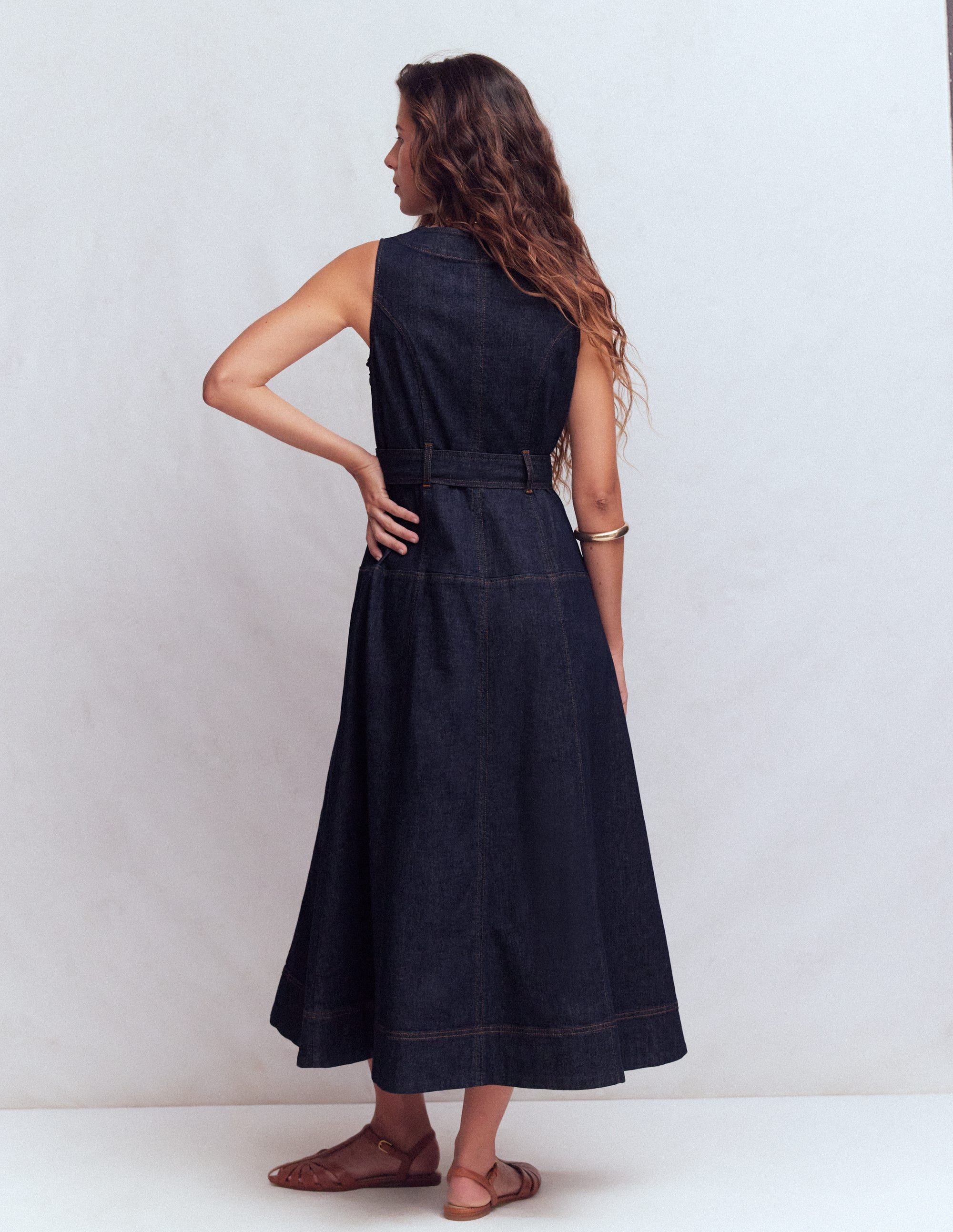 Ärmelloses Jeanskleid mit Reißverschluss-Indigo Gewaschen - Image 3