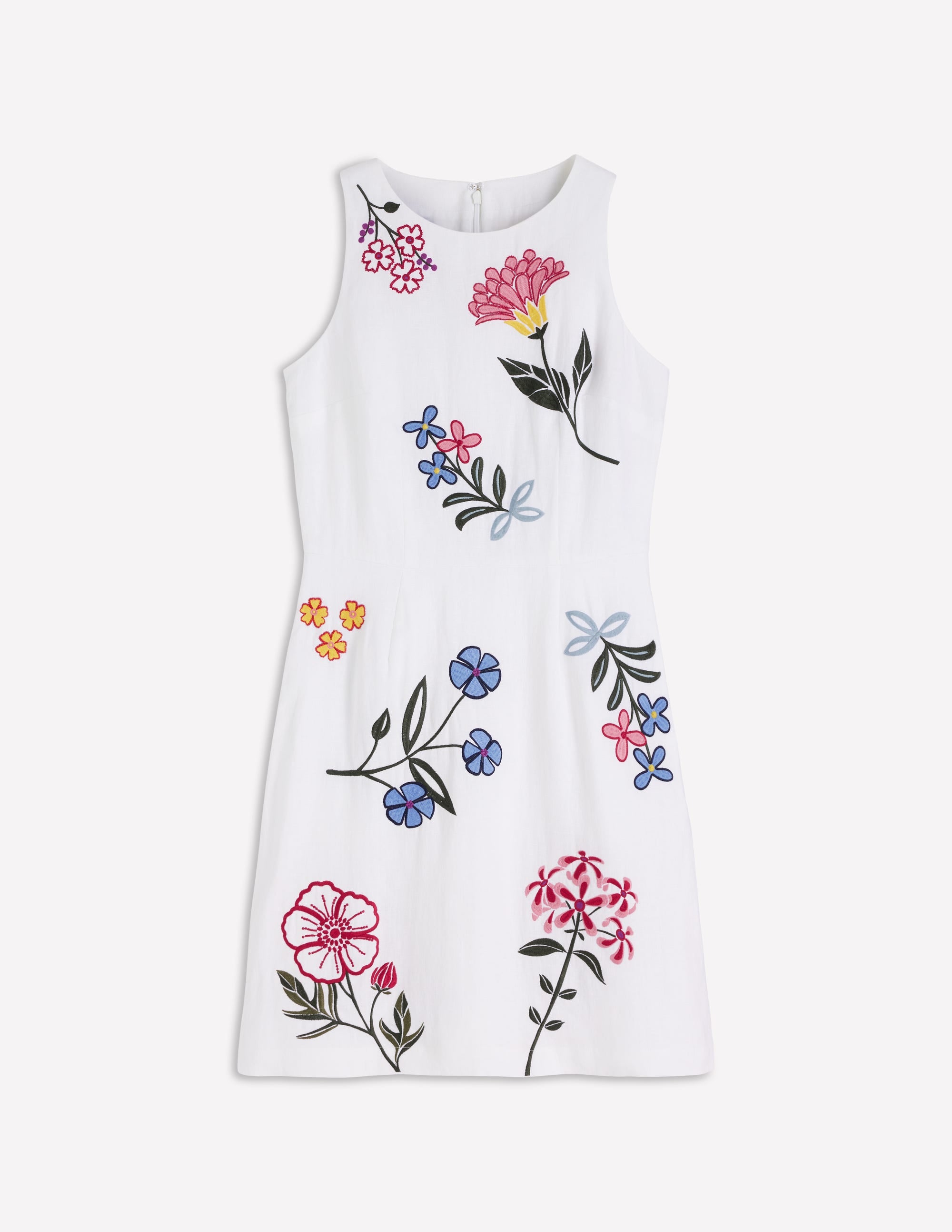 Robe courte habillée en lin-Broderie blanche - Image 8
