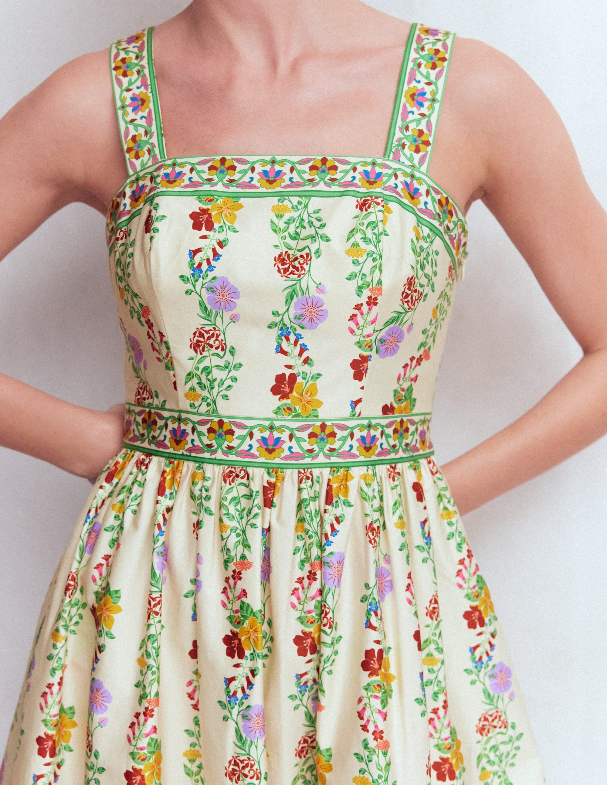 Robe de cérémonie à col carré-Ivoire, motif Blossom Trail - Image 2
