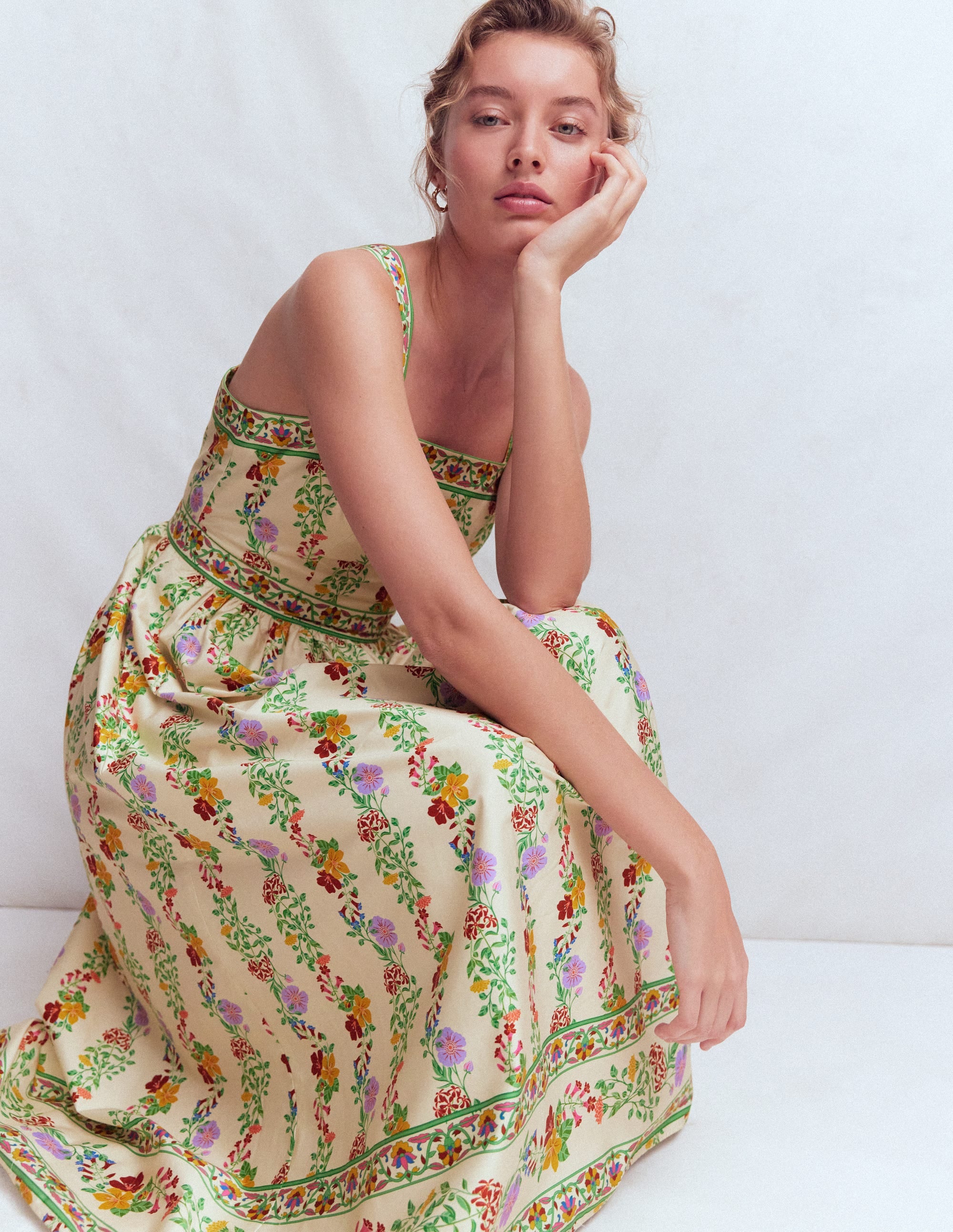 Robe de cérémonie à col carré-Ivoire, motif Blossom Trail - Image 6