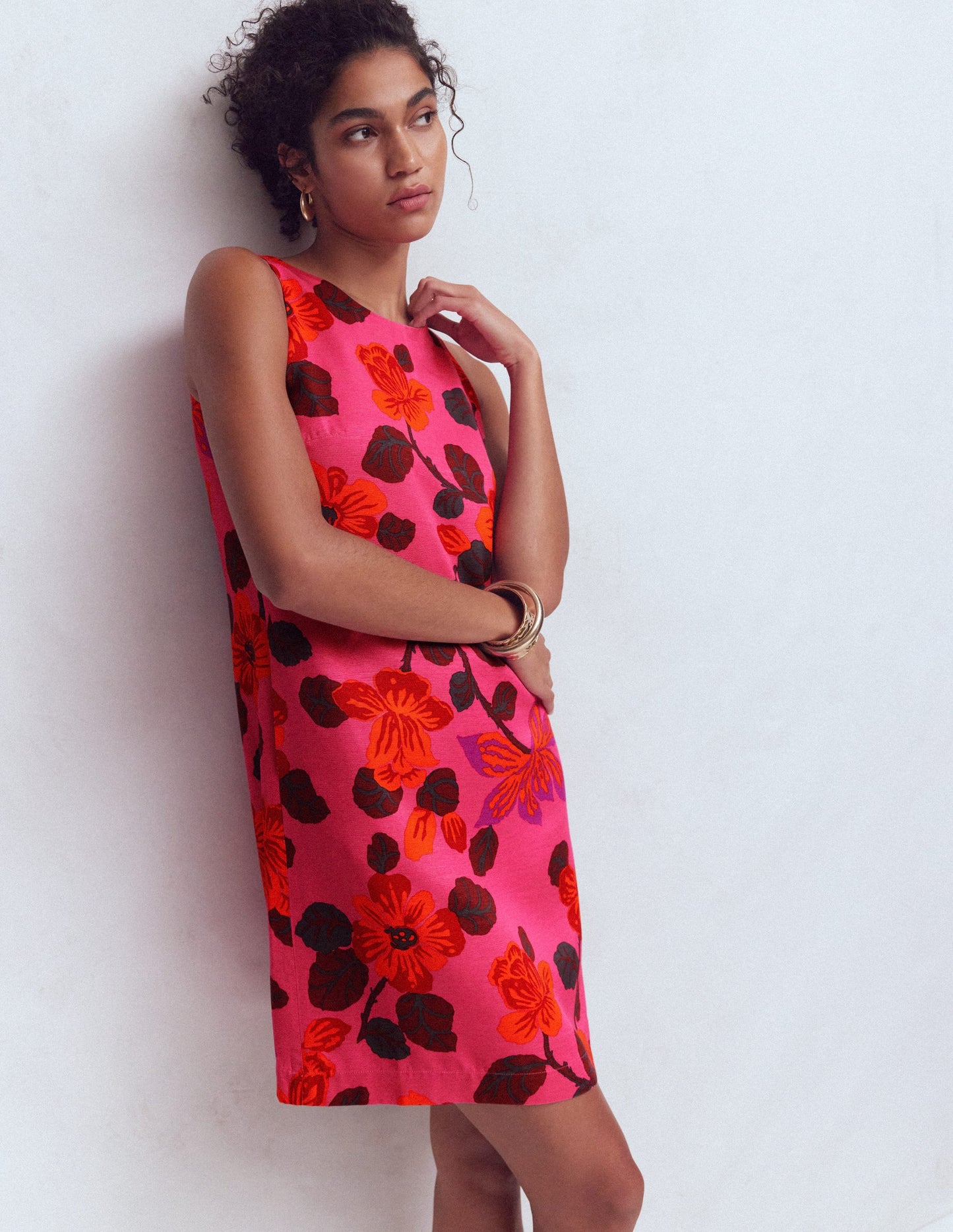 Robe droite intemporelle-Motif Elaborate Blossom rose