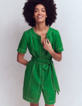 Callie Kurzes Leinenkleid-Highland-Grün