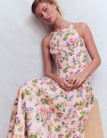 Silvia Maxikleid mit Korsettstäbchen am Oberteil-Französisches Rosa, Zarte Blüten