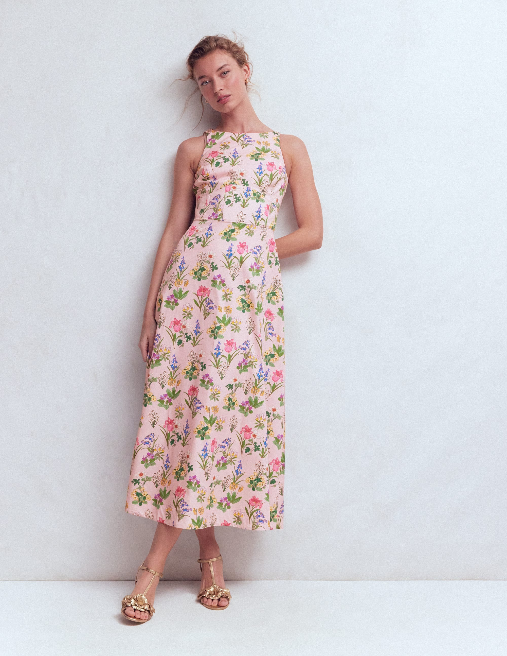 Robe longue Silvia avec corsage à baleines-Rose français, motif Delicate Blossom - Image 4