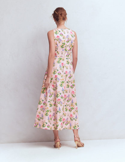 Silvia Maxikleid mit Korsettstäbchen am Oberteil-Rosa Zarte Blüten-8