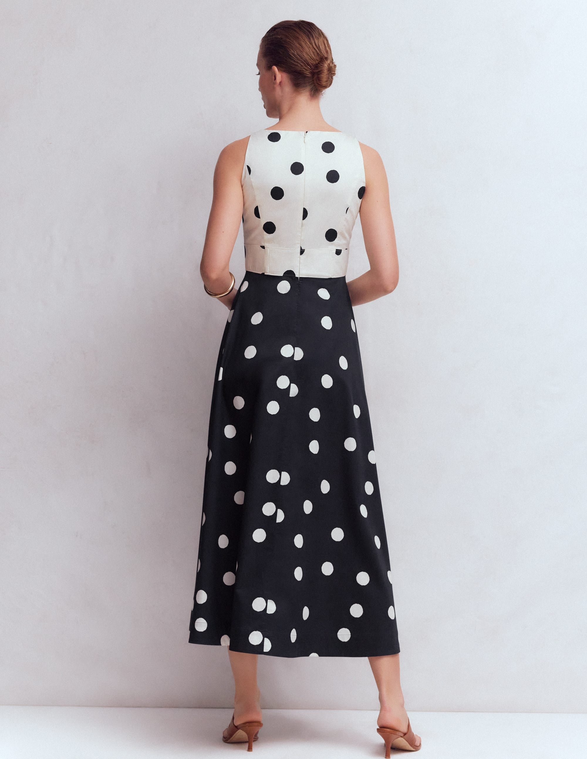 Silvia Maxikleid mit Korsettstäbchen am Oberteil-Französisches Marineblau Gemalt Spaced Dot - Image 3