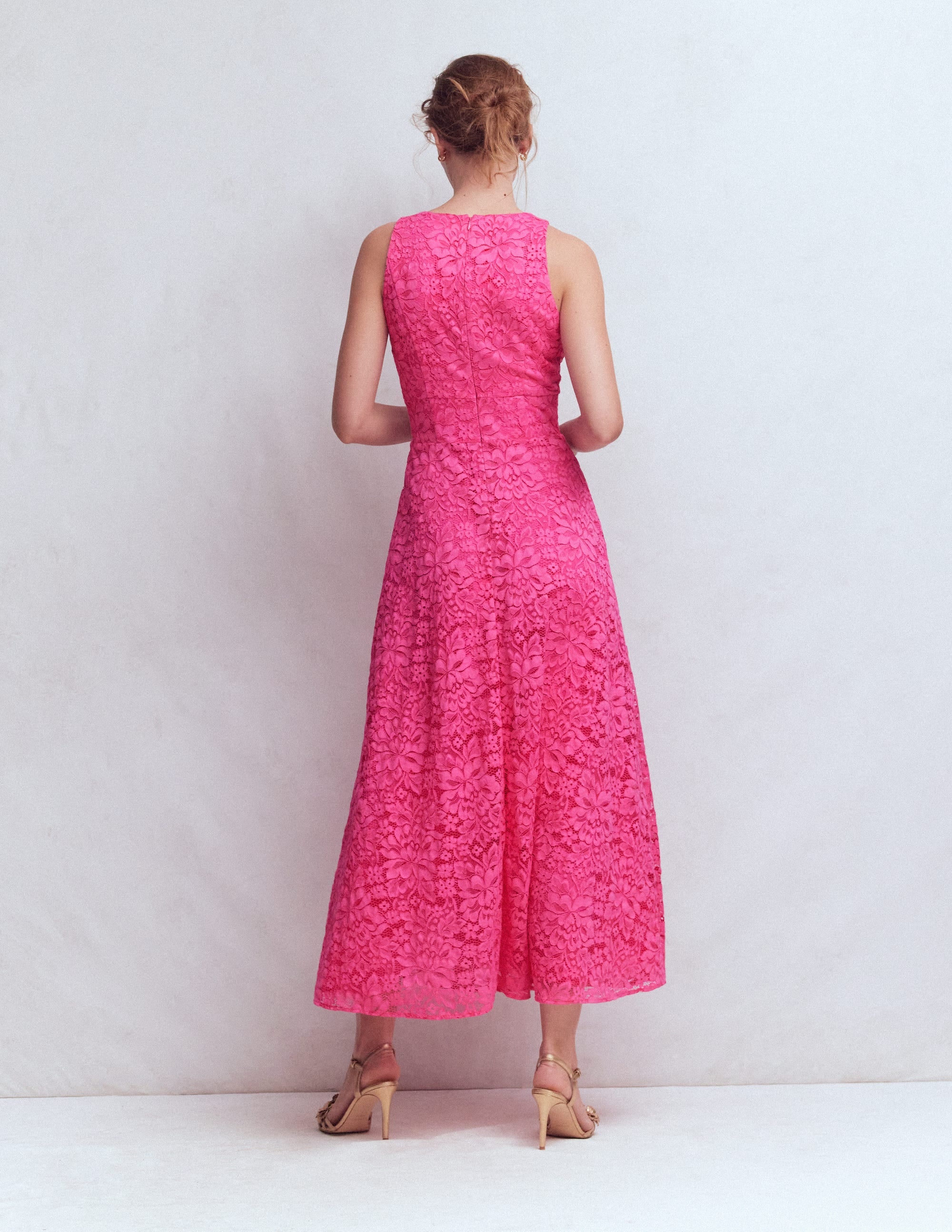 Robe longue Silvia avec corsage à baleines-Dentelle punch rose - Image 3