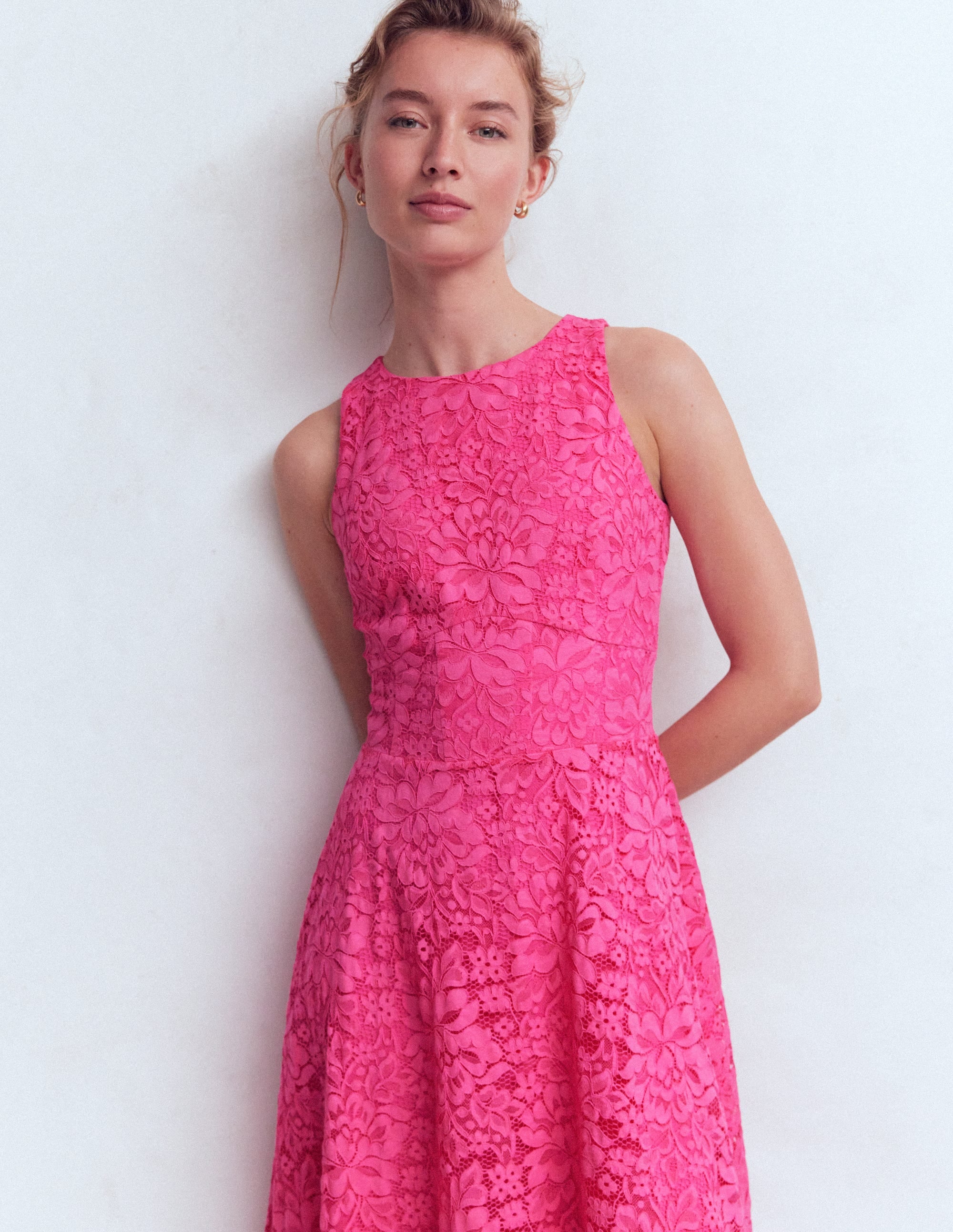 Robe longue Silvia avec corsage à baleines-Dentelle punch rose - Image 5