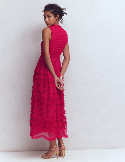 Tulle Bow Party Dress-Vibrant Pink-5