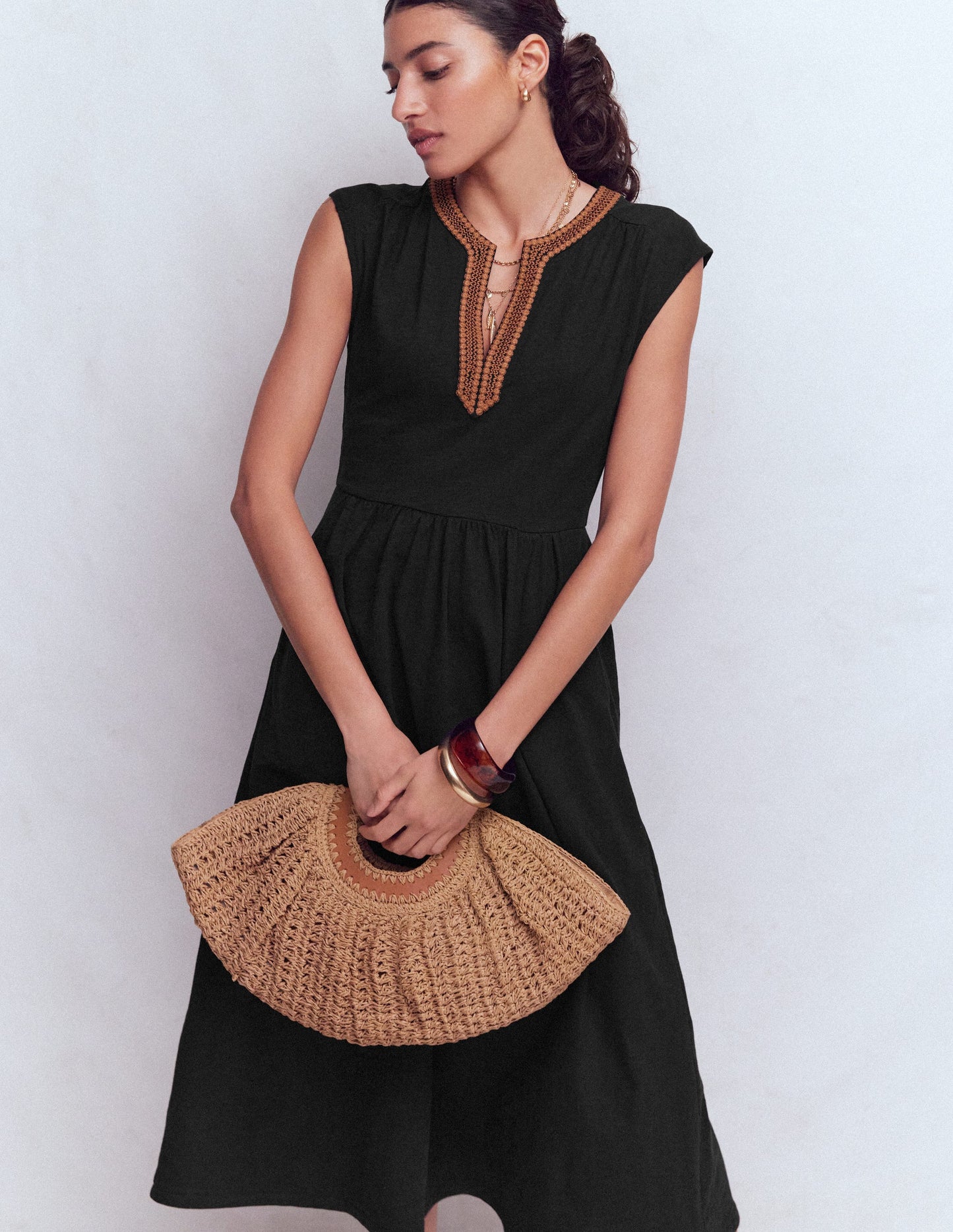 May Jersey Midi Dress-Black