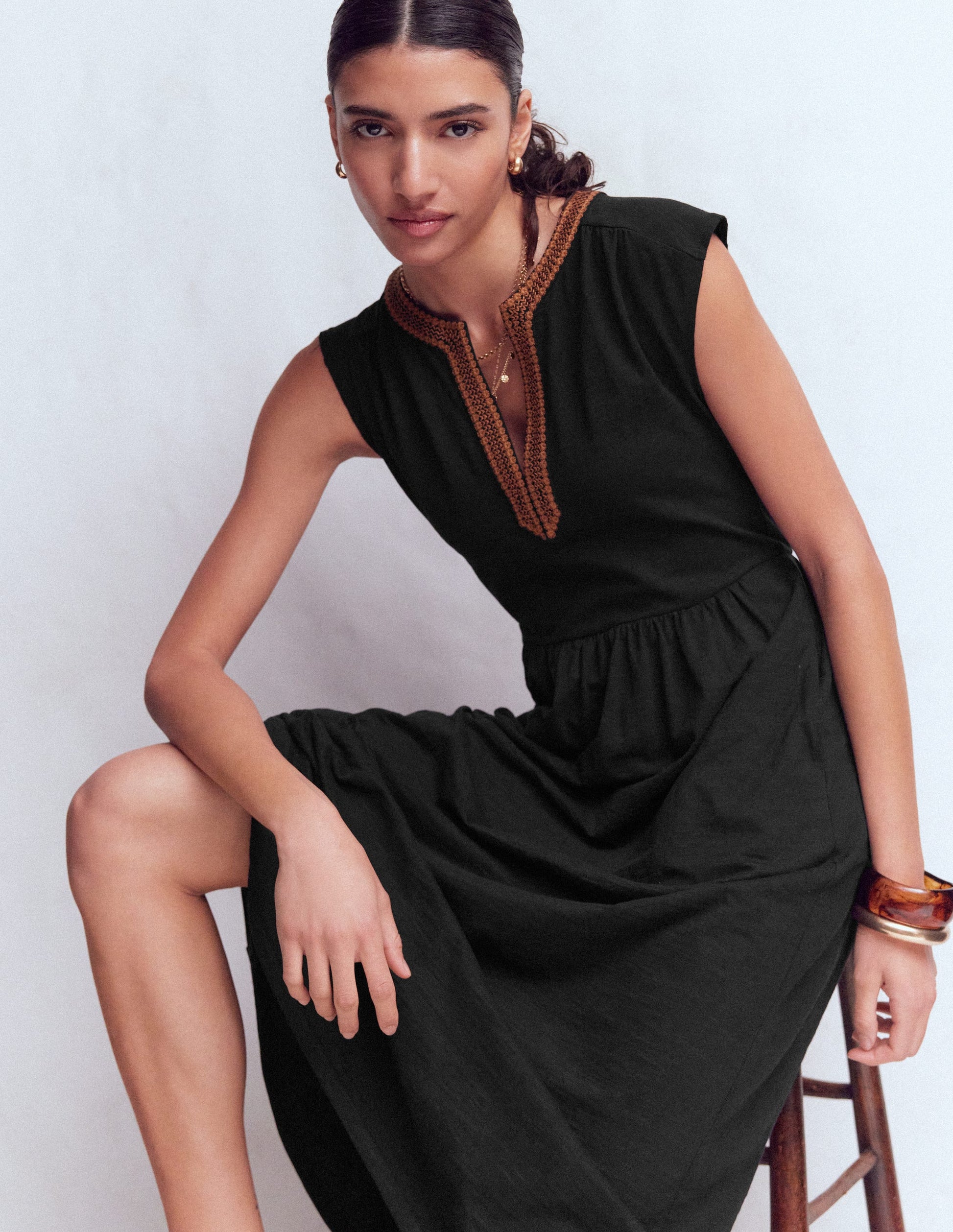May Jersey Midi Dress-Black-4