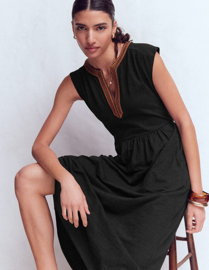 May Jersey Midi Dress-Black-4