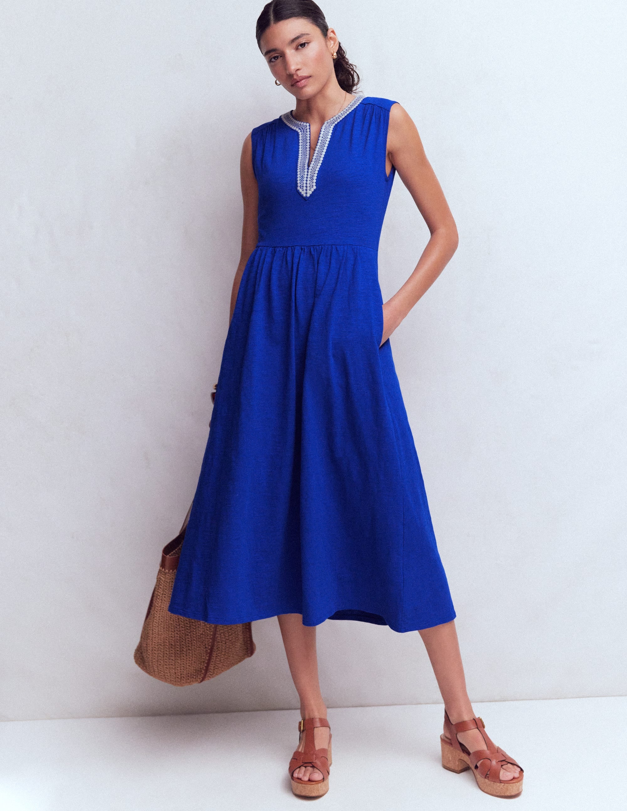 May Jersey-Midikleid-Leuchtendes Blau - Image 1