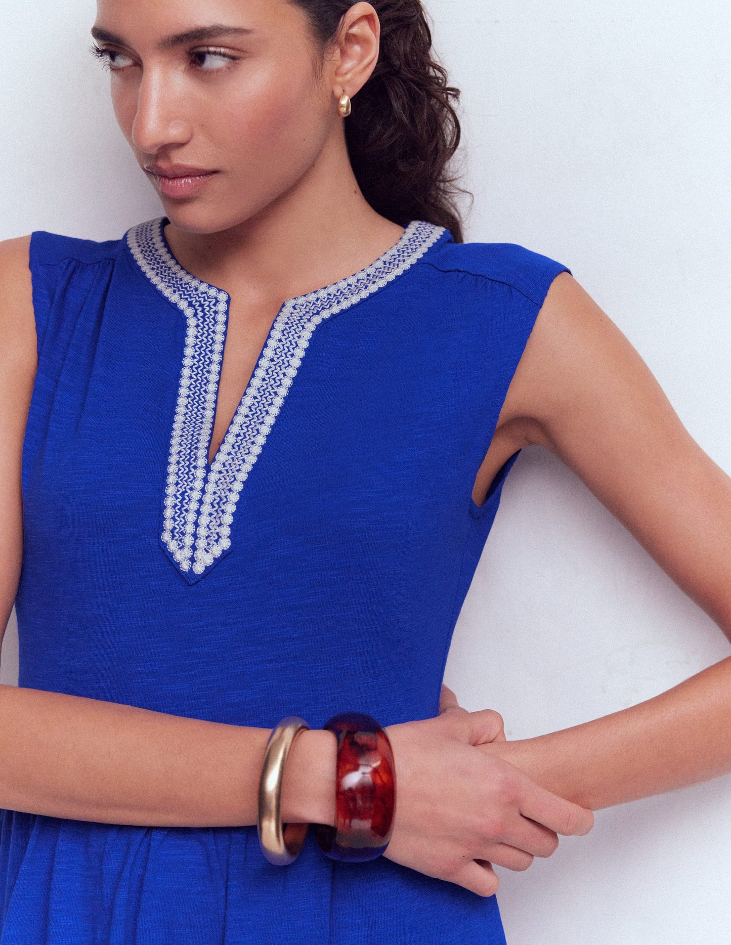 May Jersey Midi Dress-Bright Blue