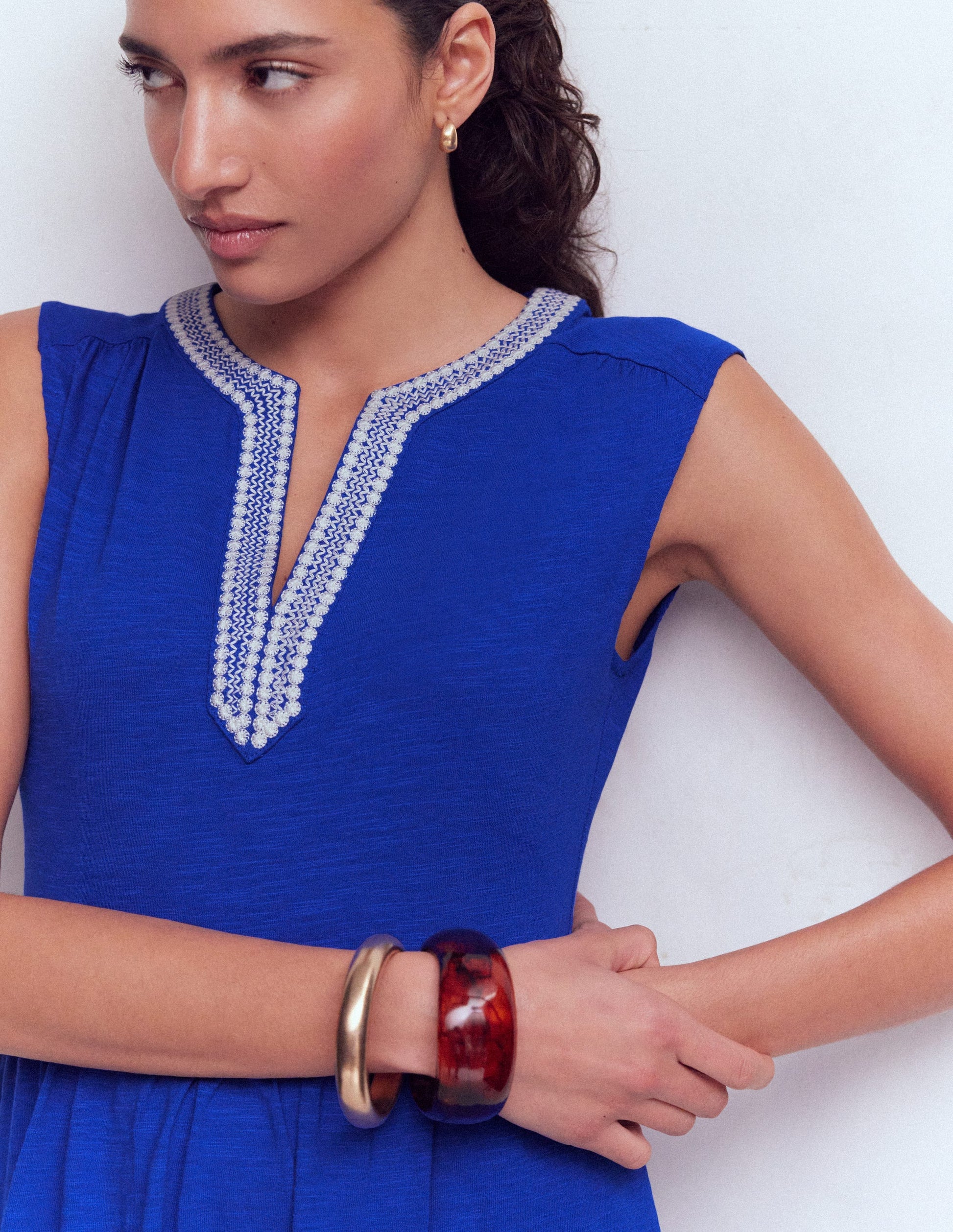 May Jersey Midi Dress-Bright Blue-3