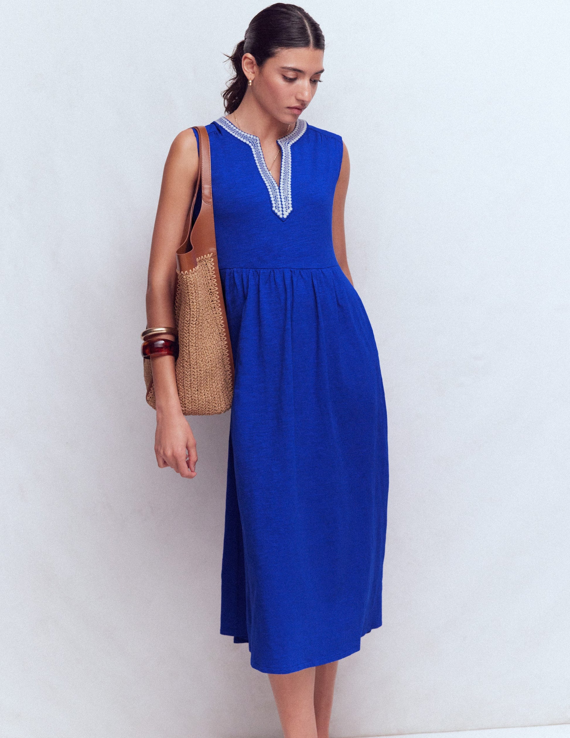 May Jersey-Midikleid-Leuchtendes Blau-4