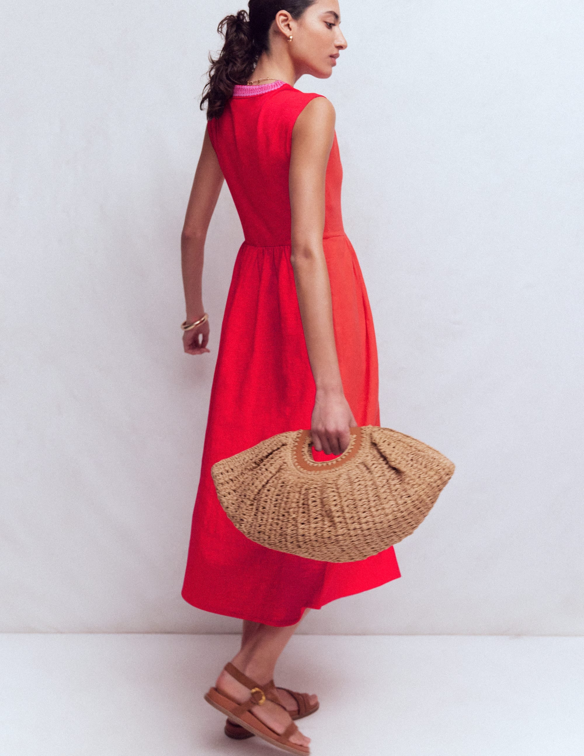 Robe midi May en jersey-Rouge coquelicot - Image 3