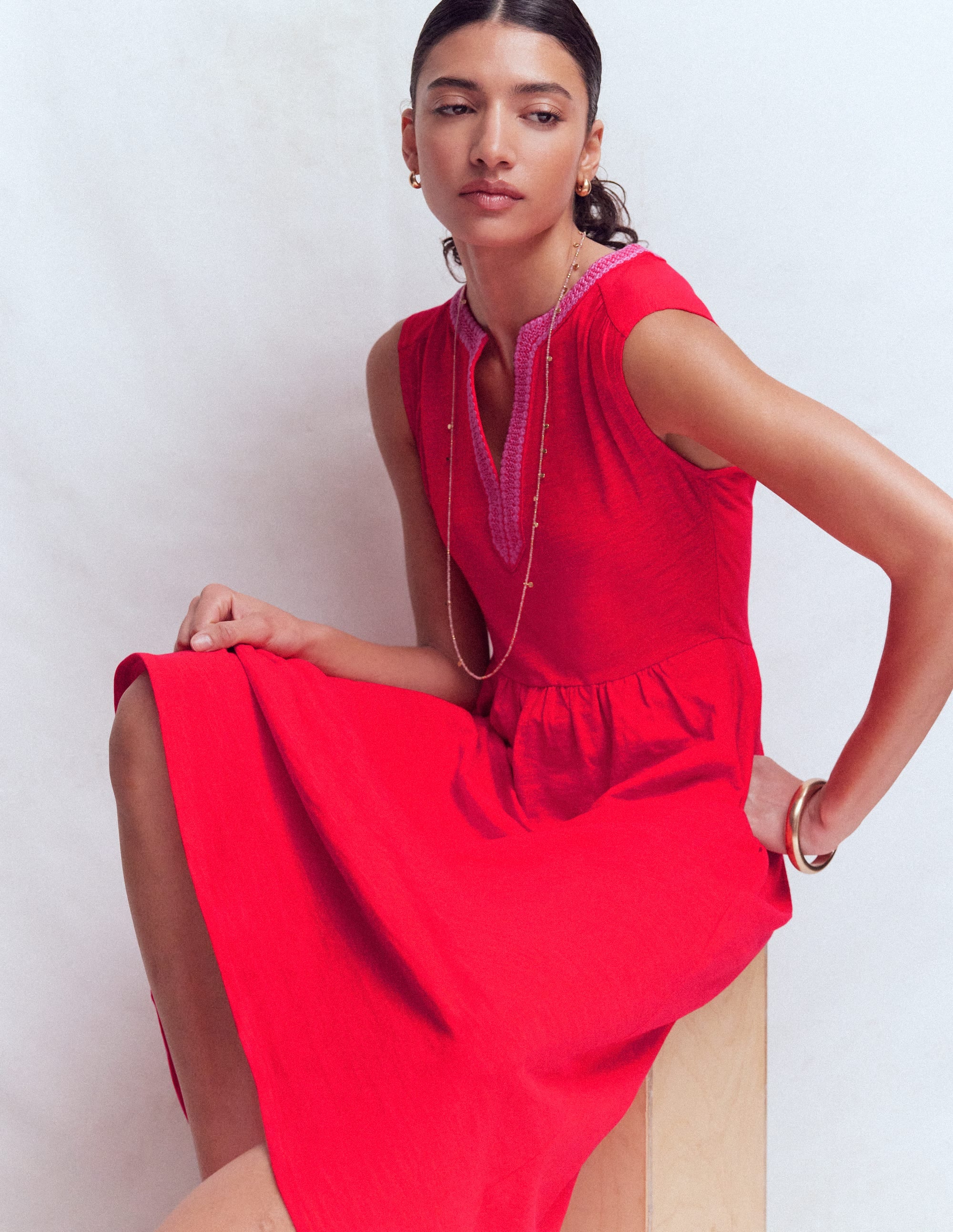 Robe midi May en jersey-Rouge coquelicot - Image 4