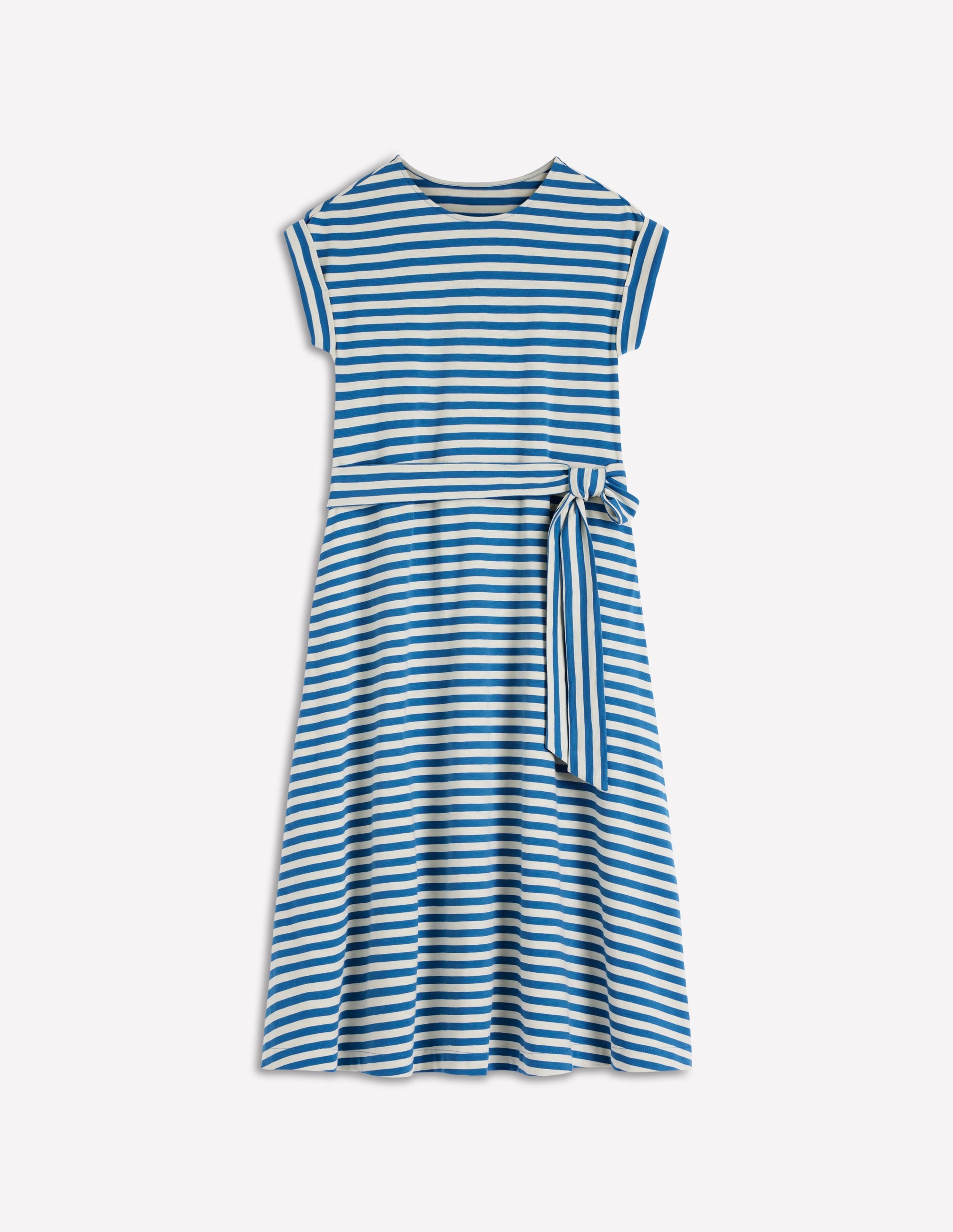 Eve Jersey-Midikleid-Blau und Naturweiß Gestreift - Image 7