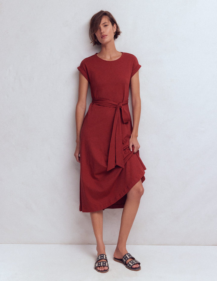 Eve Jersey-Midikleid-Sattes Kastanienbraun