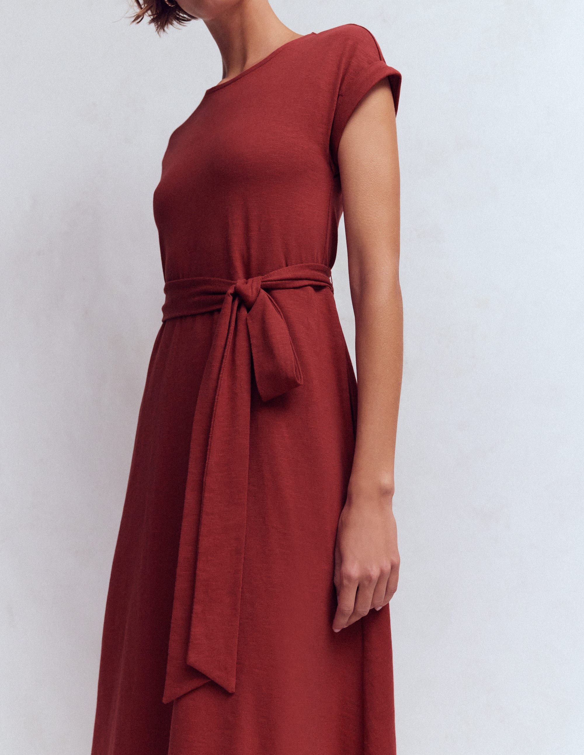 Robe midi Eve en jersey-Châtaigne profonde - Image 2