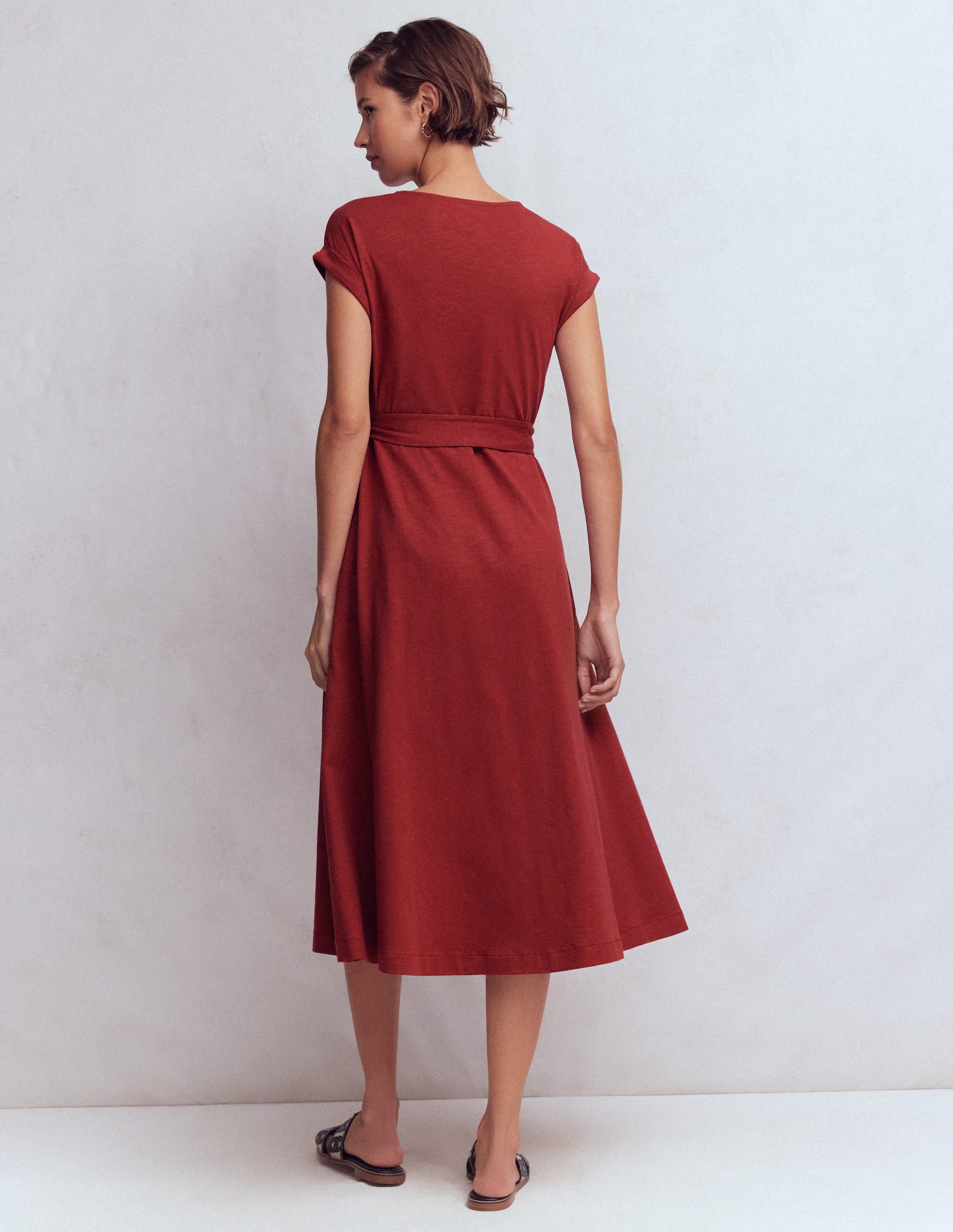 Robe midi Eve en jersey-Châtaigne profonde - Image 3